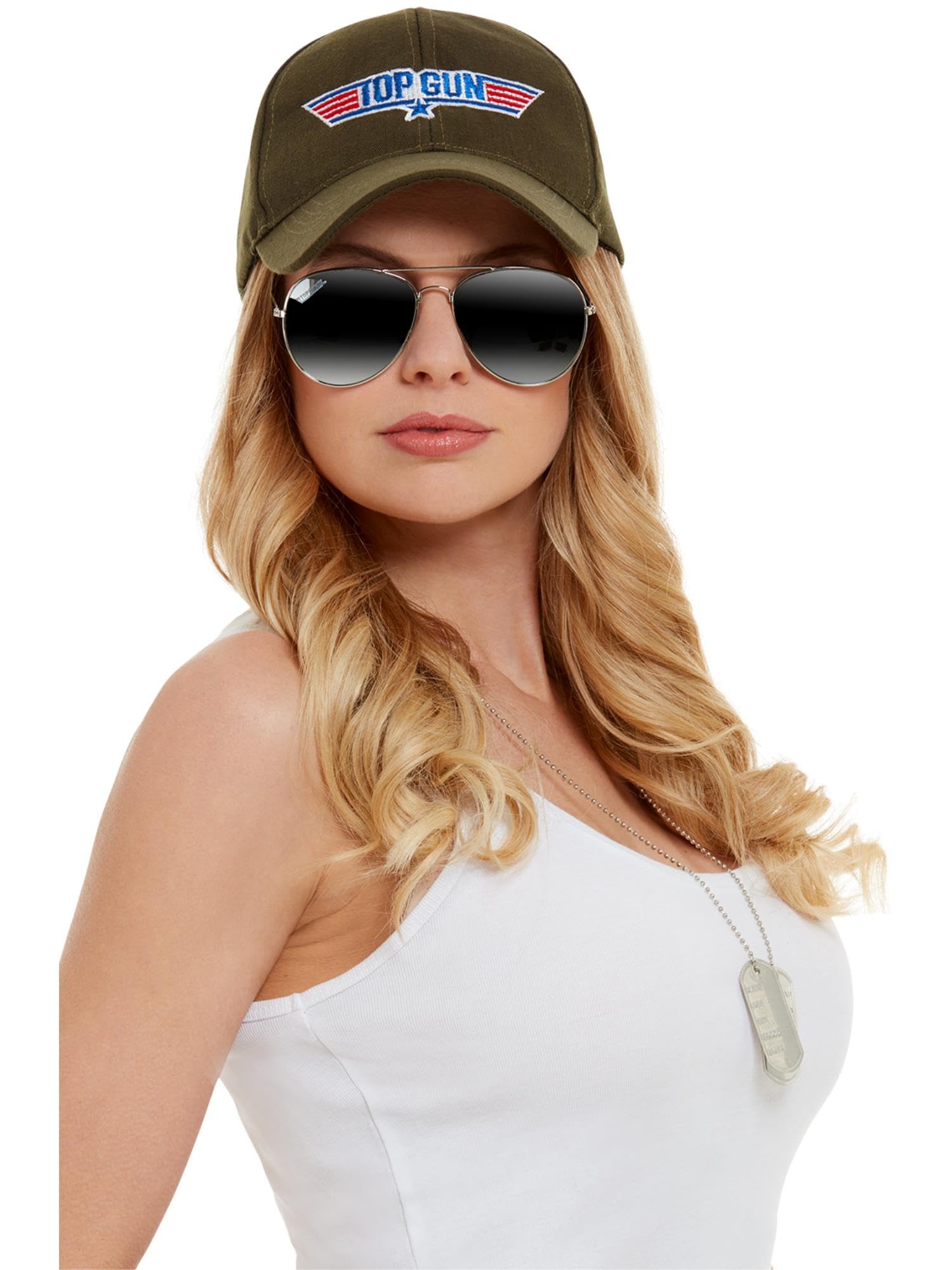 Smiffys Top Gun Instant Kit - Unisex Adult, Khaki, One Size