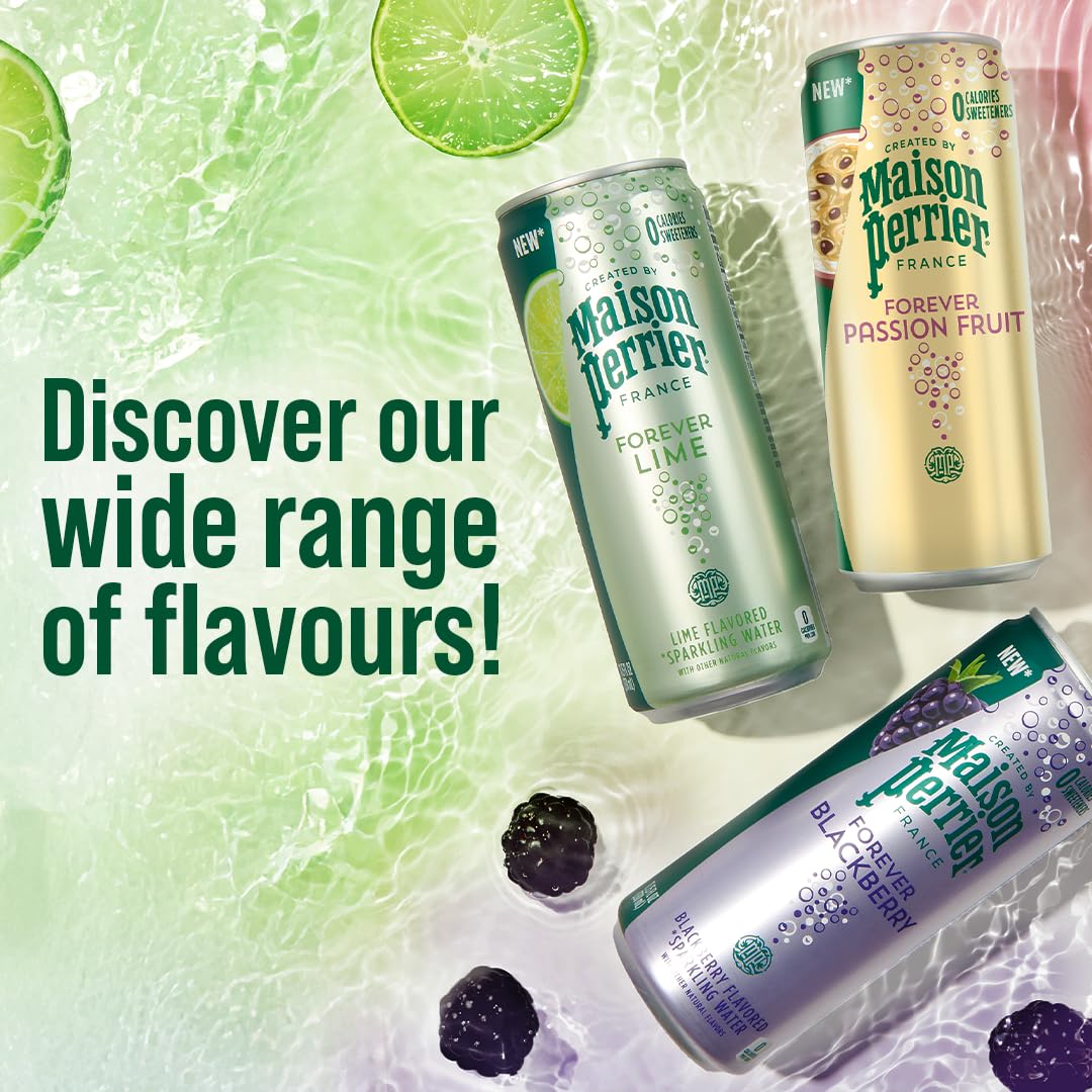 Maison Perrier Forever Lime Sparkling Water - 0 Calories, Natural Flavour | 4 x 330ml Cans 4
