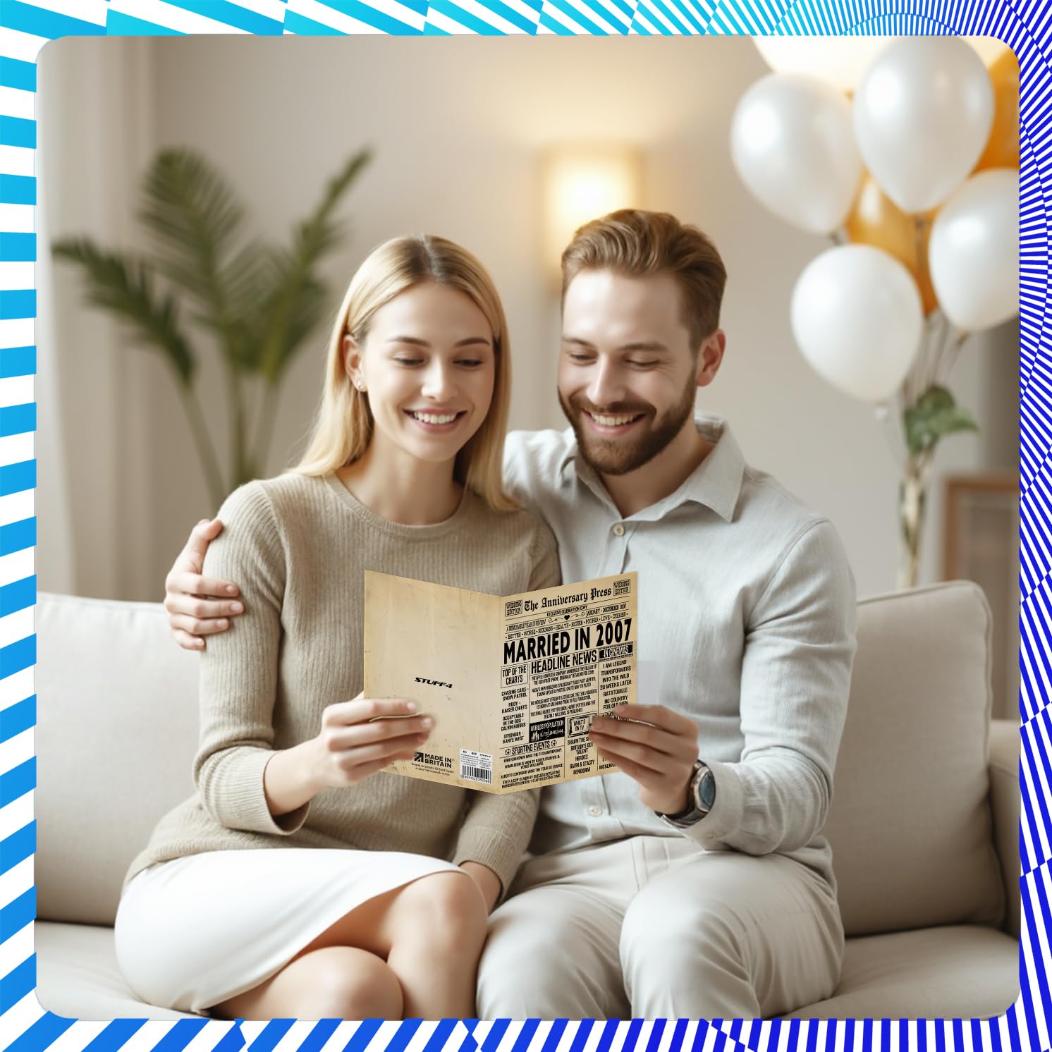 Stuff4 19th Anniversary Card for Women Men - Vintage Newspaper Married in 2007 | 5x7 Inch Greeting Card 7