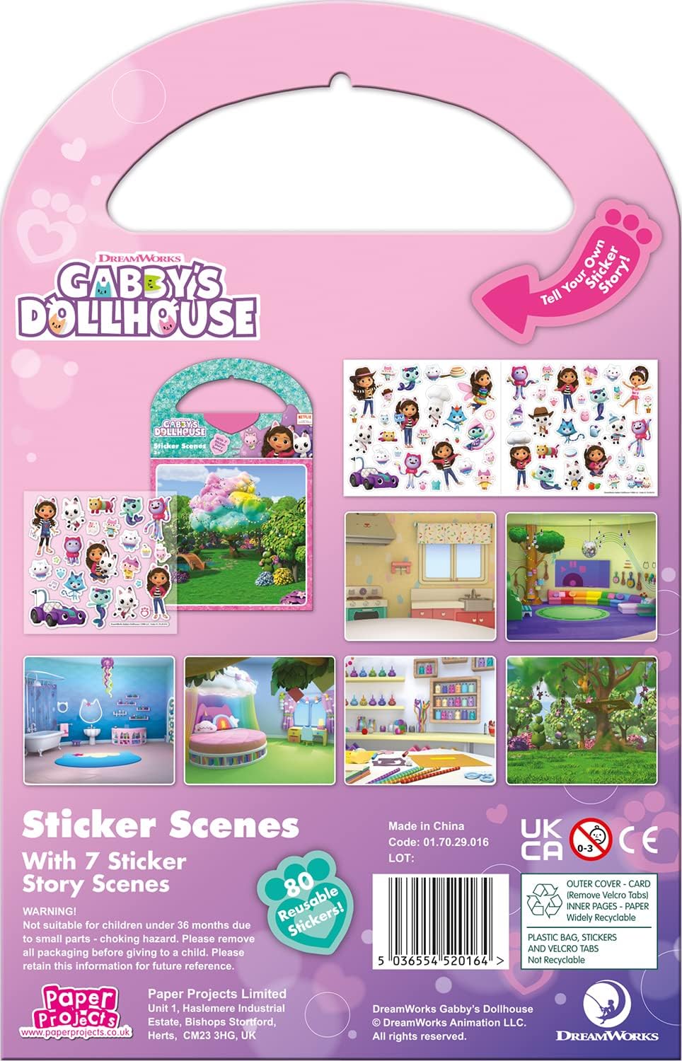Paper Projects Gabby's Dollhouse Activity Set - Sticker Scene Craft Kit with 6 Scenes & 50+ Stickers 2