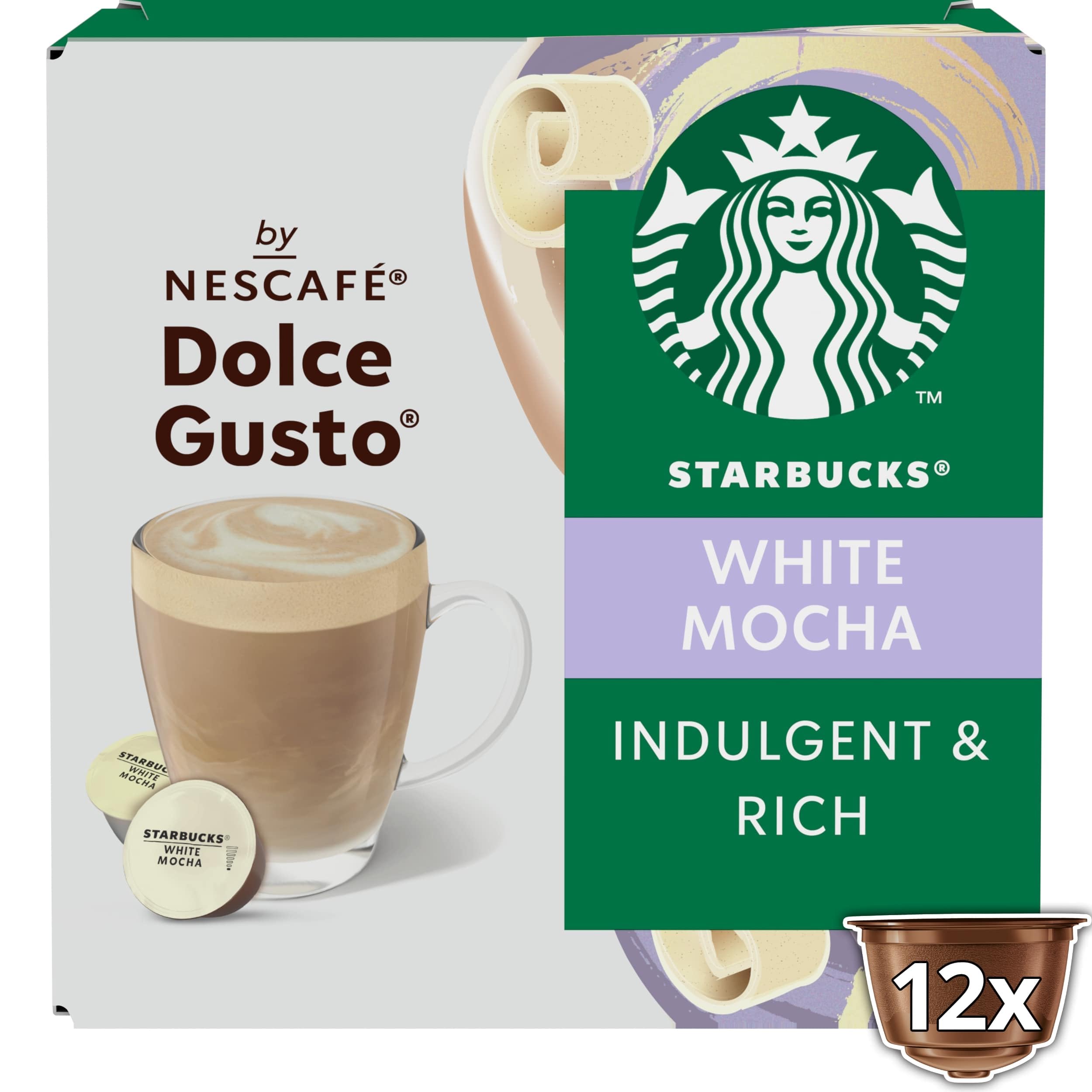 STARBUCKS White Mocha by NESCAFÉ Dolce Gusto Coffee Pods - 72 Count, White Chocolate Flavor