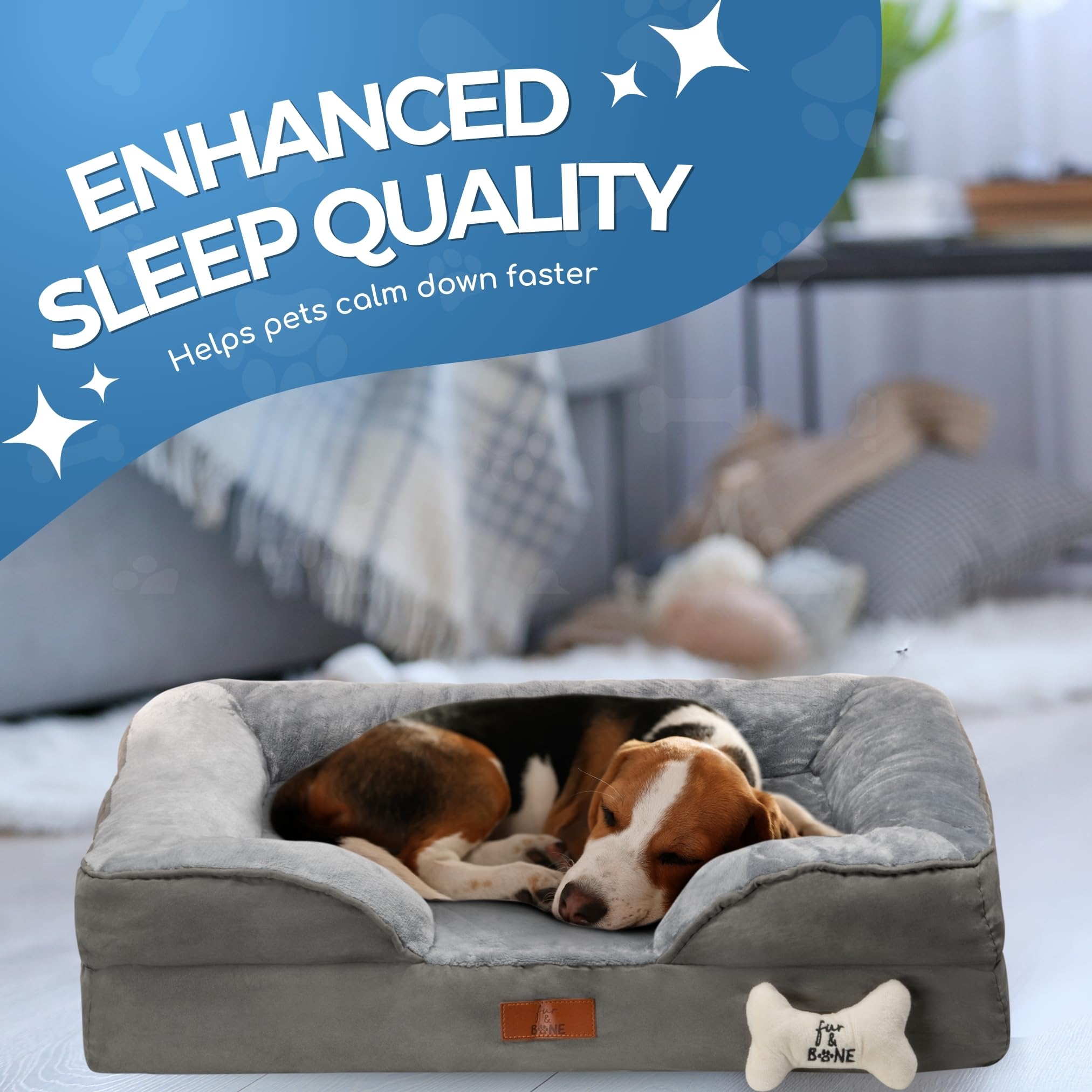 Fur & Bone Medium Dog Bed (70 x 58 x 18 cm) – Orthopedic Support, Waterproof, Non-Skid 8
