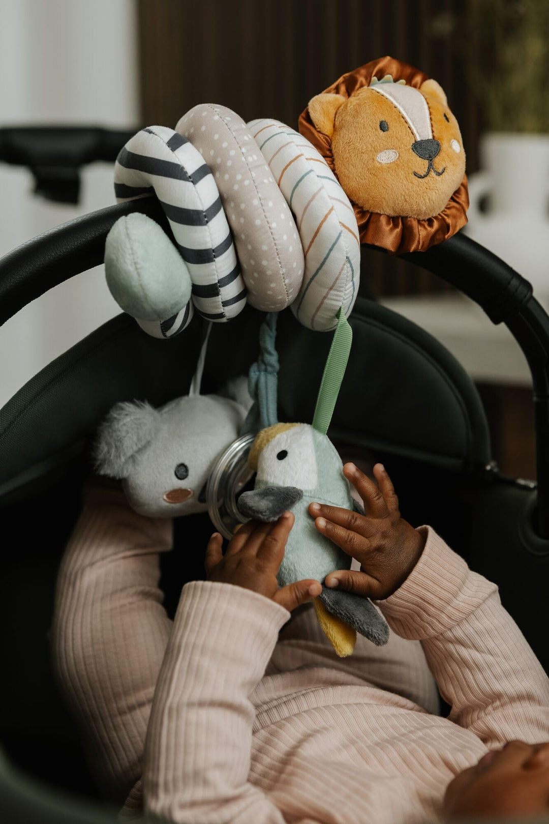 Nuby Animal Adventures Activity Spiral - Sensory Pram Toy for Babies 0-3 Years
