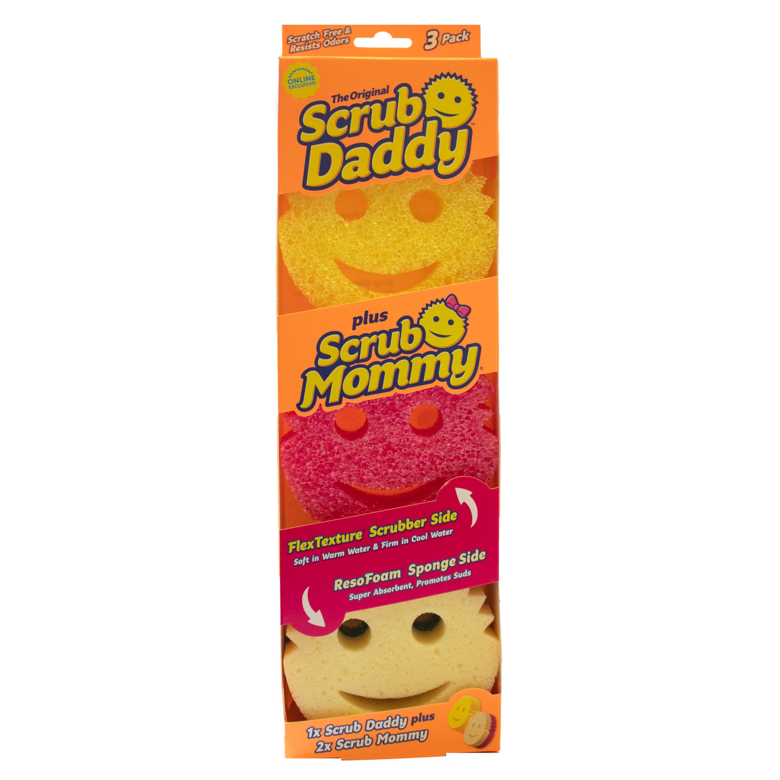 Scrub Daddy - Scrub Mommy 3 Pack Dual Sided Texture Changing Sponge Scrubber 8