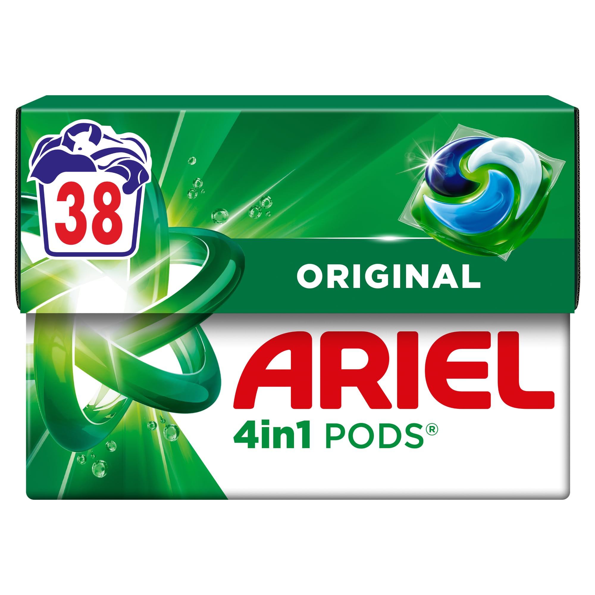 Ariel 4in1 PODS Laundry Detergent Capsules - Stain & Odour Removal, 38 Washes