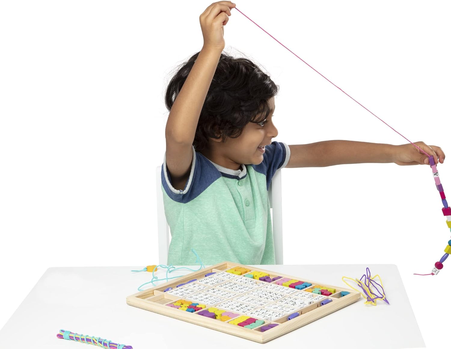 Melissa & Doug Wooden Stringing Beads - Arts & Crafts Kit for Kids 4+ 6