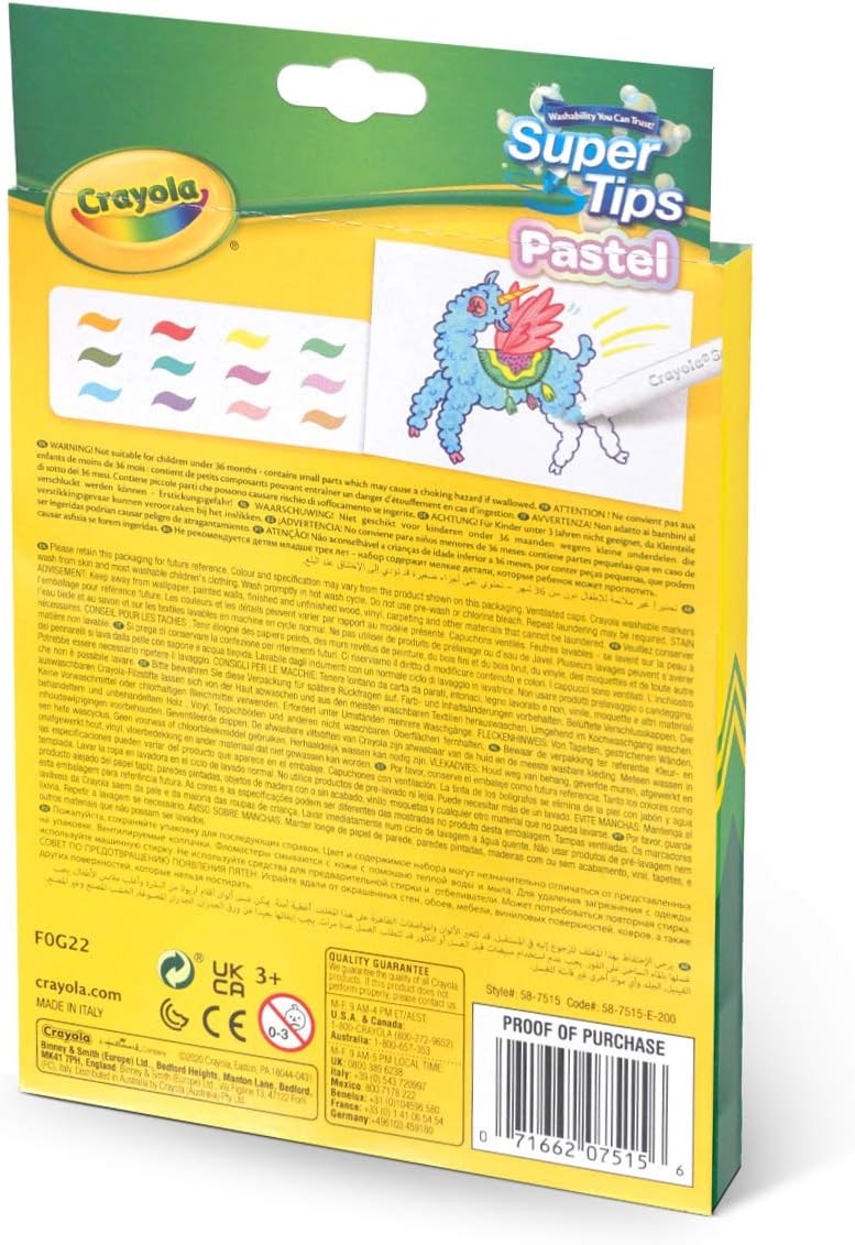 CRAYOLA Pastel SuperTips Washable Markers - Washable Felt Tip Pens for Kids, Ages 3+, Pack of 36 4