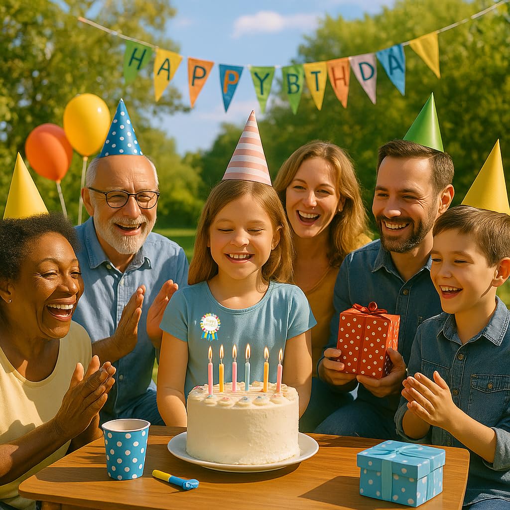 Talking Tables Happy Birthday Badge - Rainbow Gold Enamel Metal Rosette | Reusable Party Accessory | 4.5 cm 5