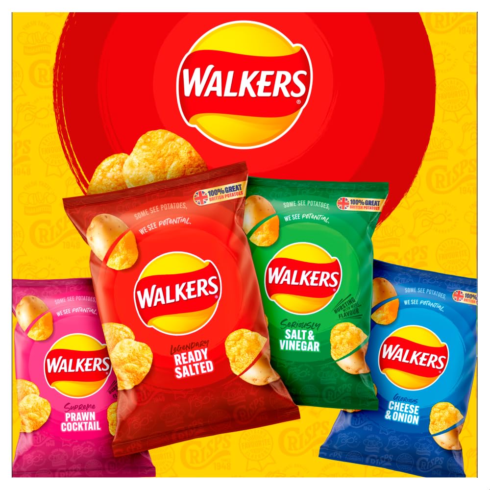 Walkers Ready Salted Crisps - Made with 100% British Potatoes | 32g Bag | Suitable for Vegetarians 3