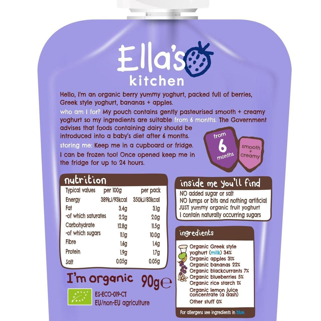 Ella's Kitchen - Organic Berry Greek Yoghurt Snack for Babies 90g (pack of 6)
