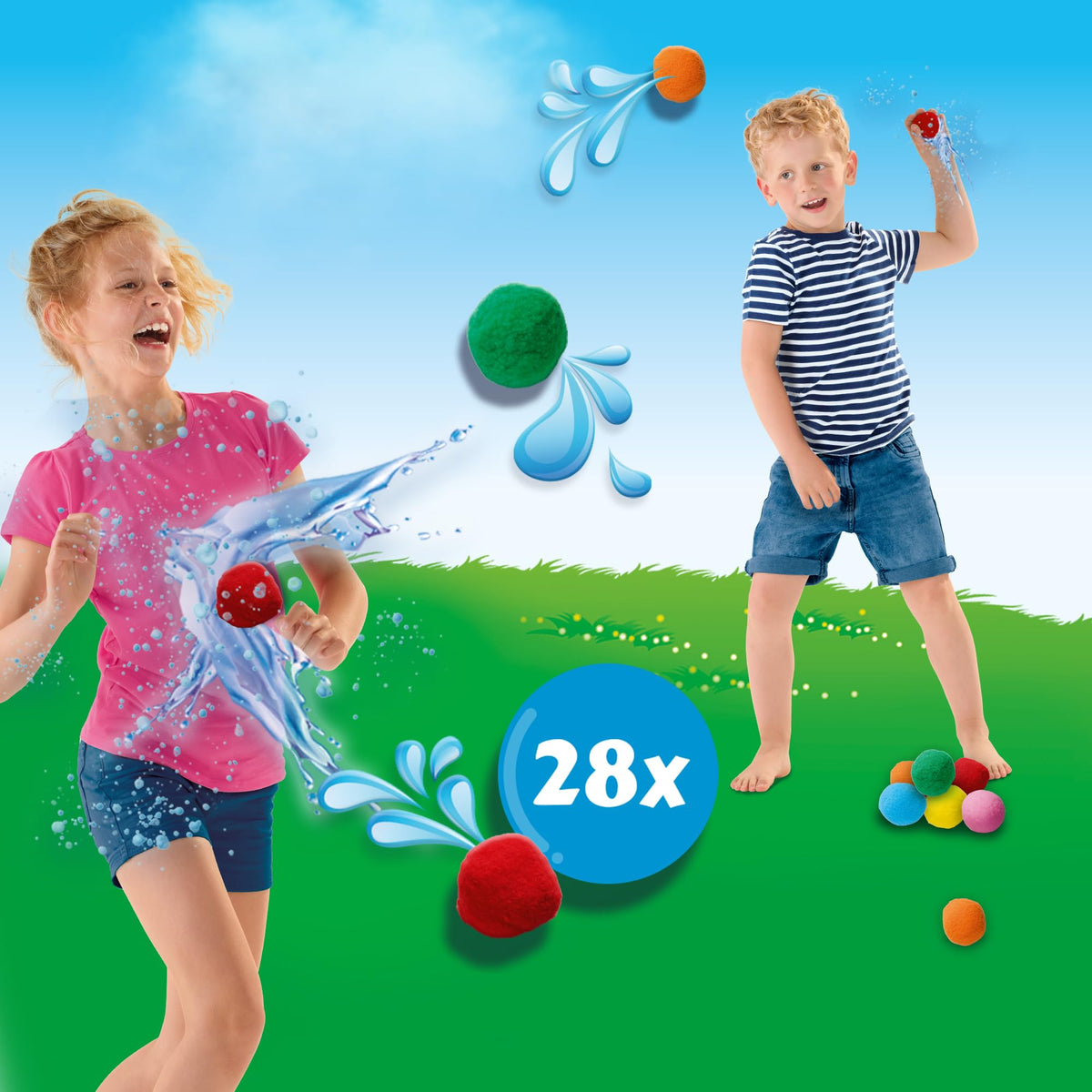 SES Creative Splash Water Balls - Reusable, 28-Pack | Multicolor | Ages 3+ 5