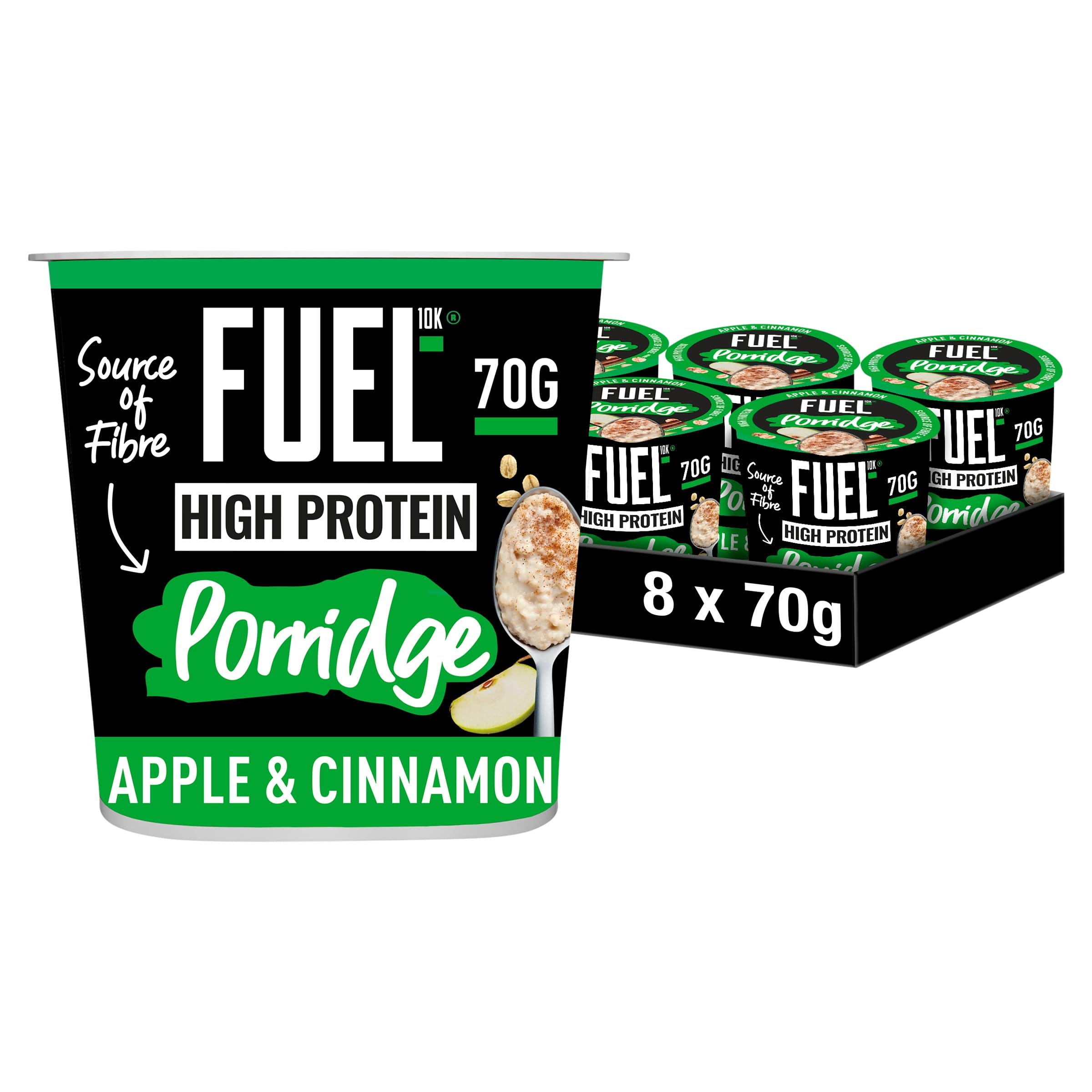 FUEL10K High Protein Apple and Cinnamon Porridge Pot - 13g Protein | Pack of 8