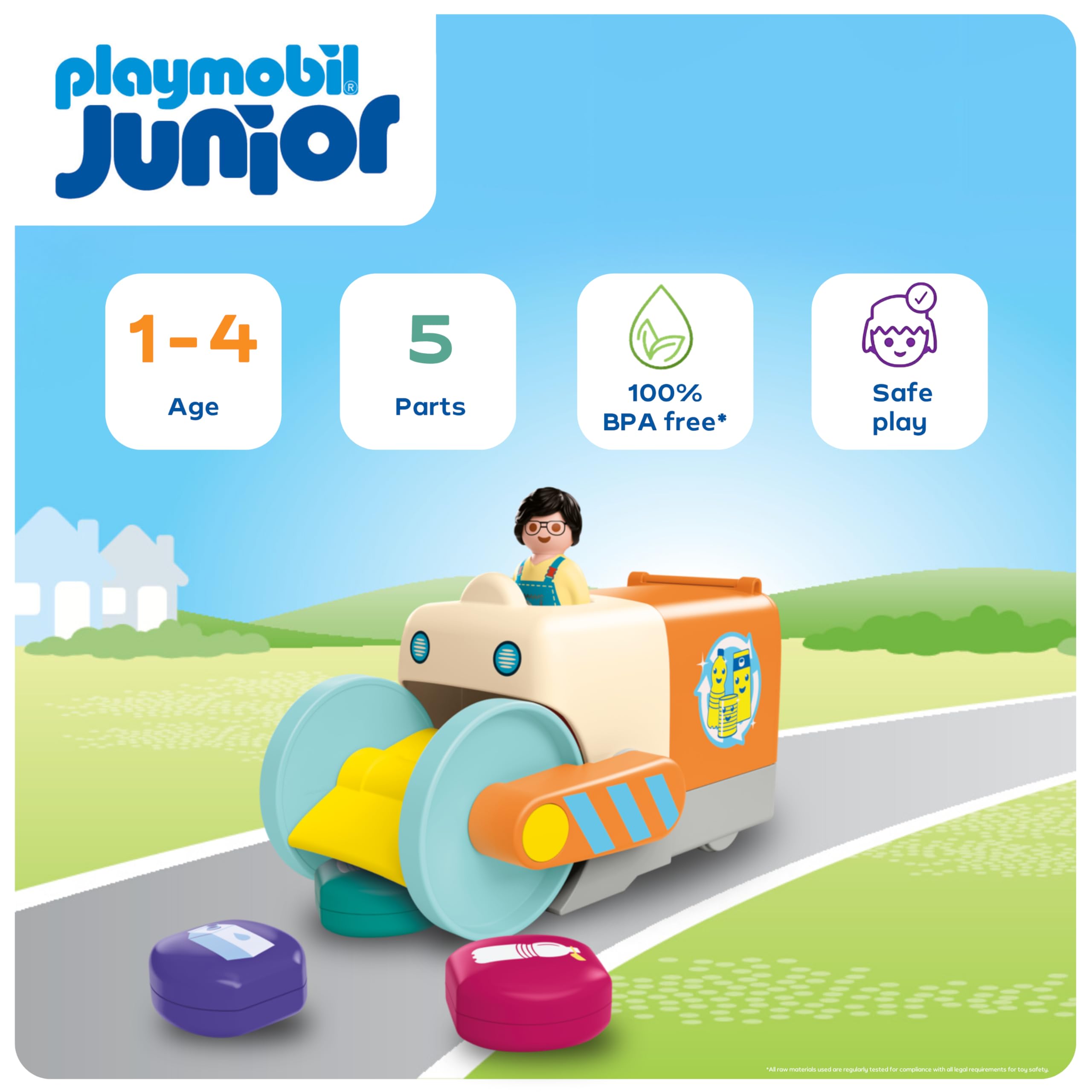 PLAYMOBIL JUNIOR Fun Trash Collection Vehicle - Educational Playset for Toddlers 1+ 9