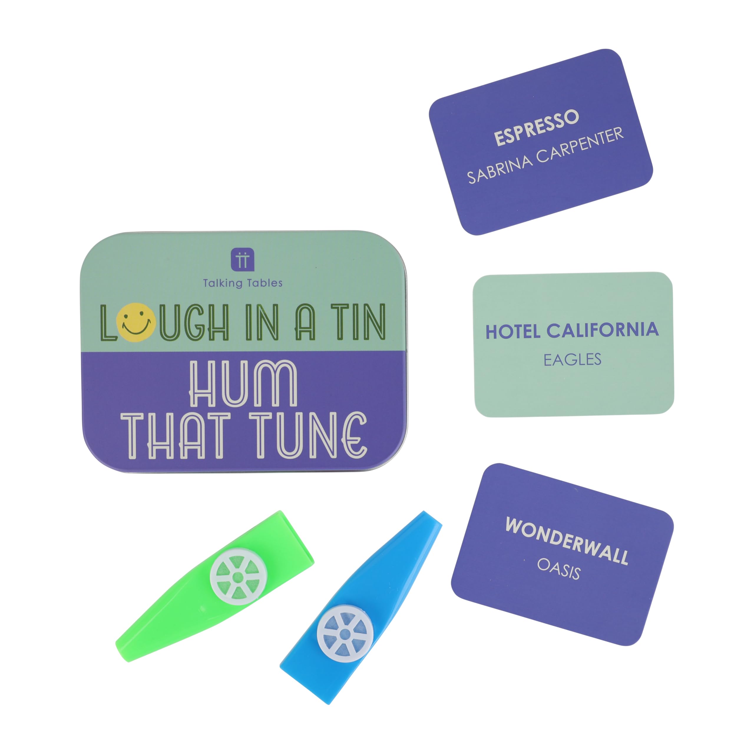 Talking Tables Hum That Tune Game - 50 Fun Cards, 2 Kazoos | Ages 7+ | 2+ Players 5