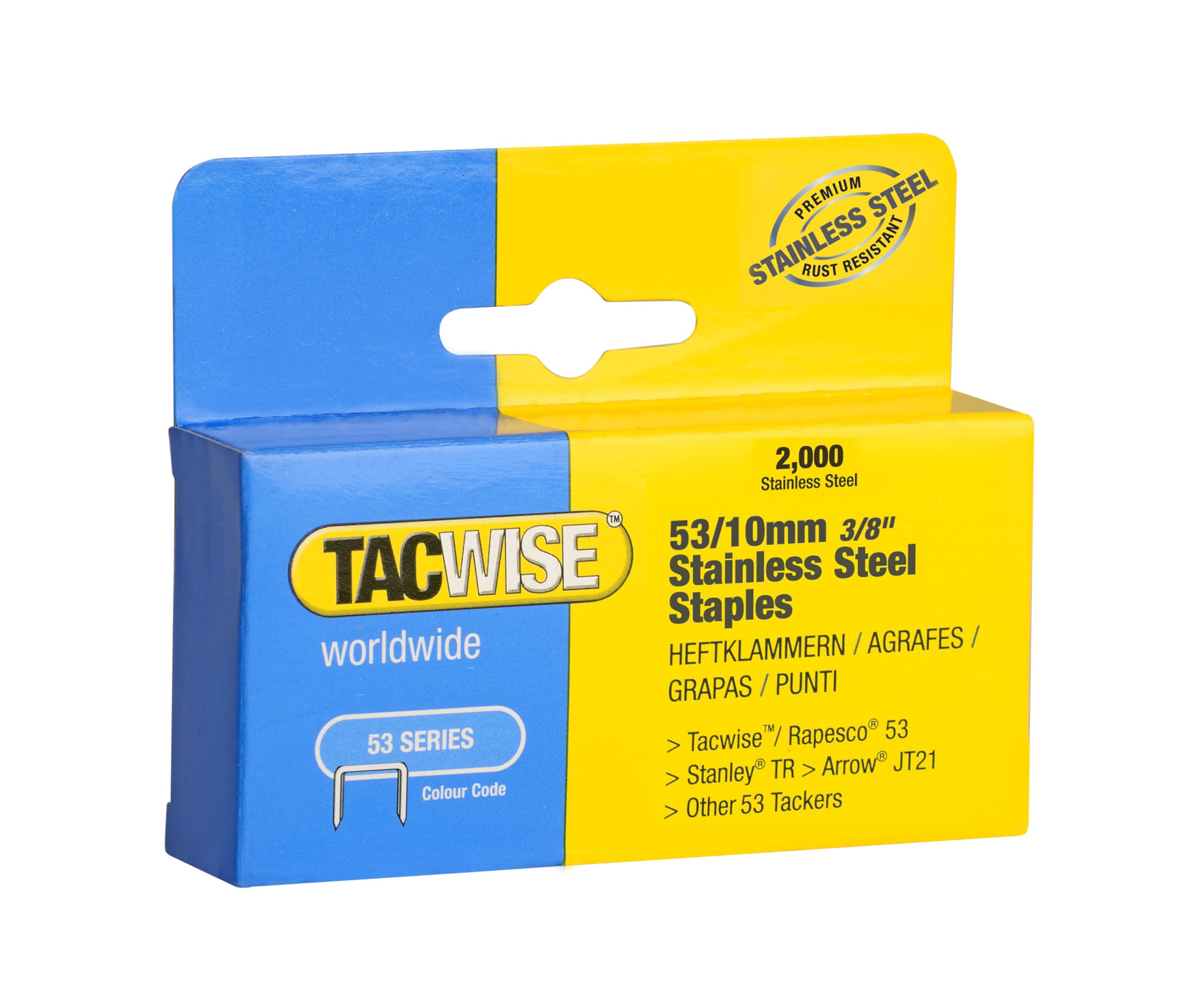 Tacwise 1270 Type 53 Staples - 10mm Stainless Steel | Pack of 2000