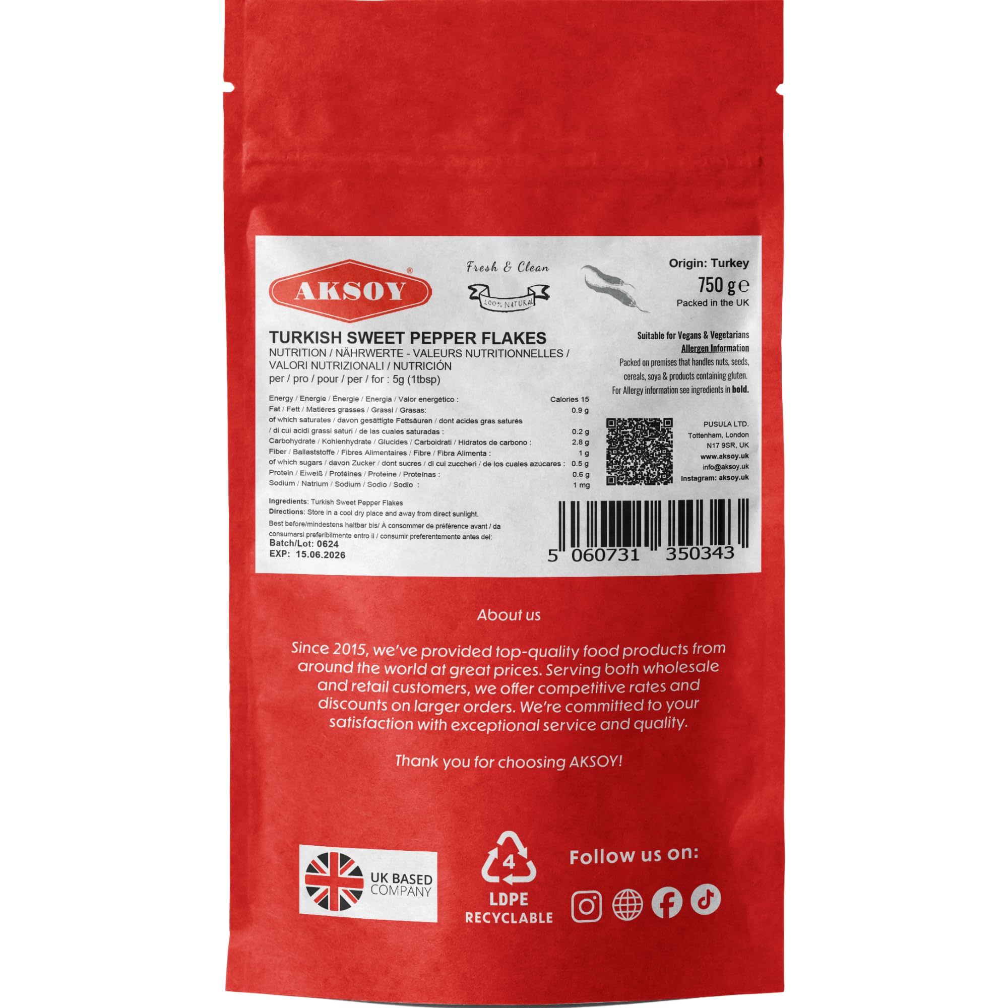 Aksoy Premium Quality Turkish Sweet Red Pepper Flakes (Turk Kirmizi Pul Biber) 9