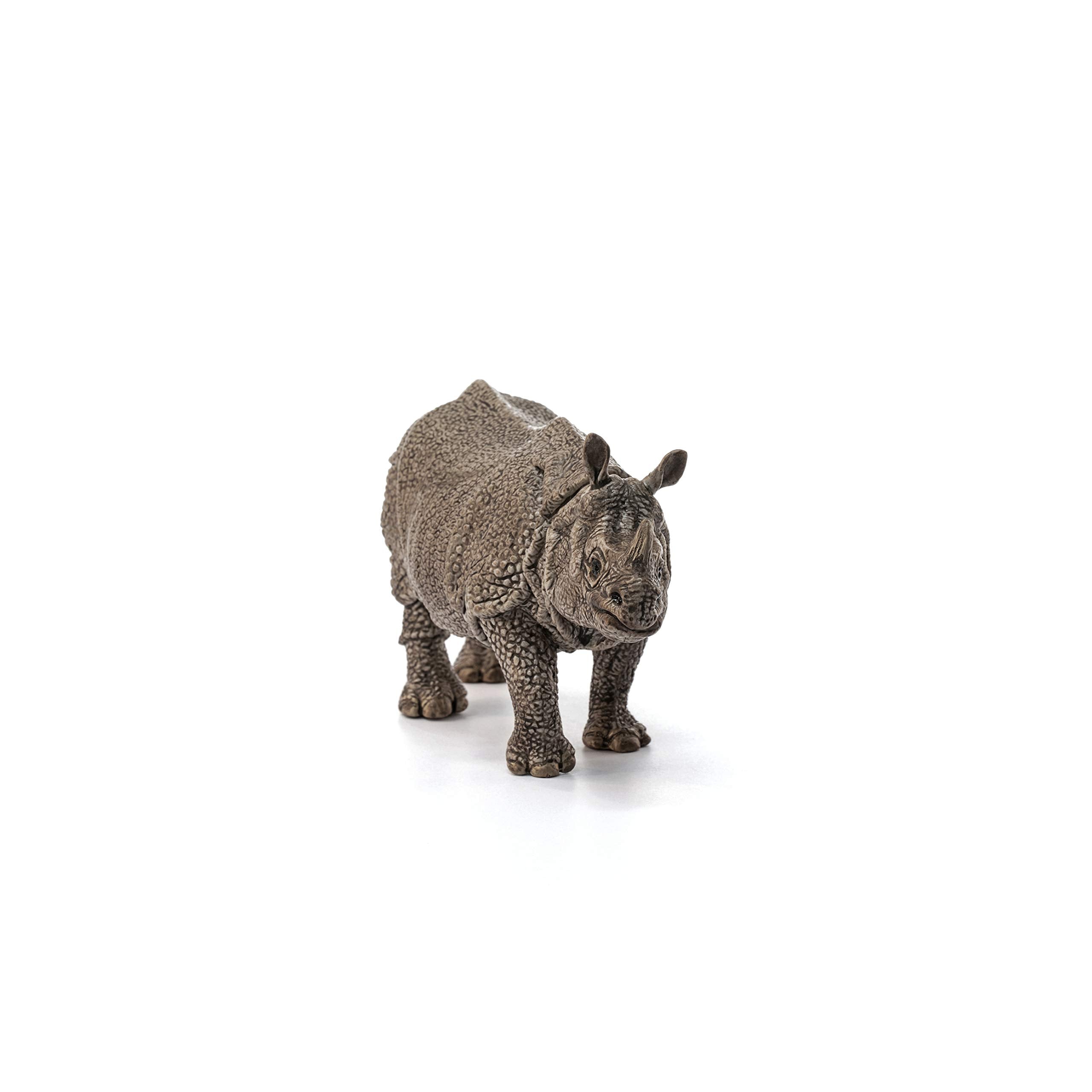 SCHLEICH Indian Rhinoceros Wildlife Figurine - Hand-Painted Educational Toy for Kids 6