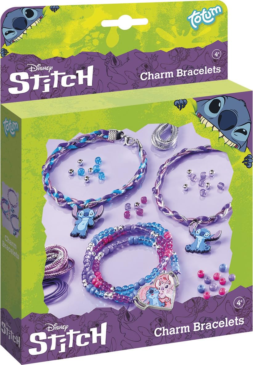 Totum Stitch Disney Charm Bracelet - DIY Glass Bead Bracelet Set for Kids 1