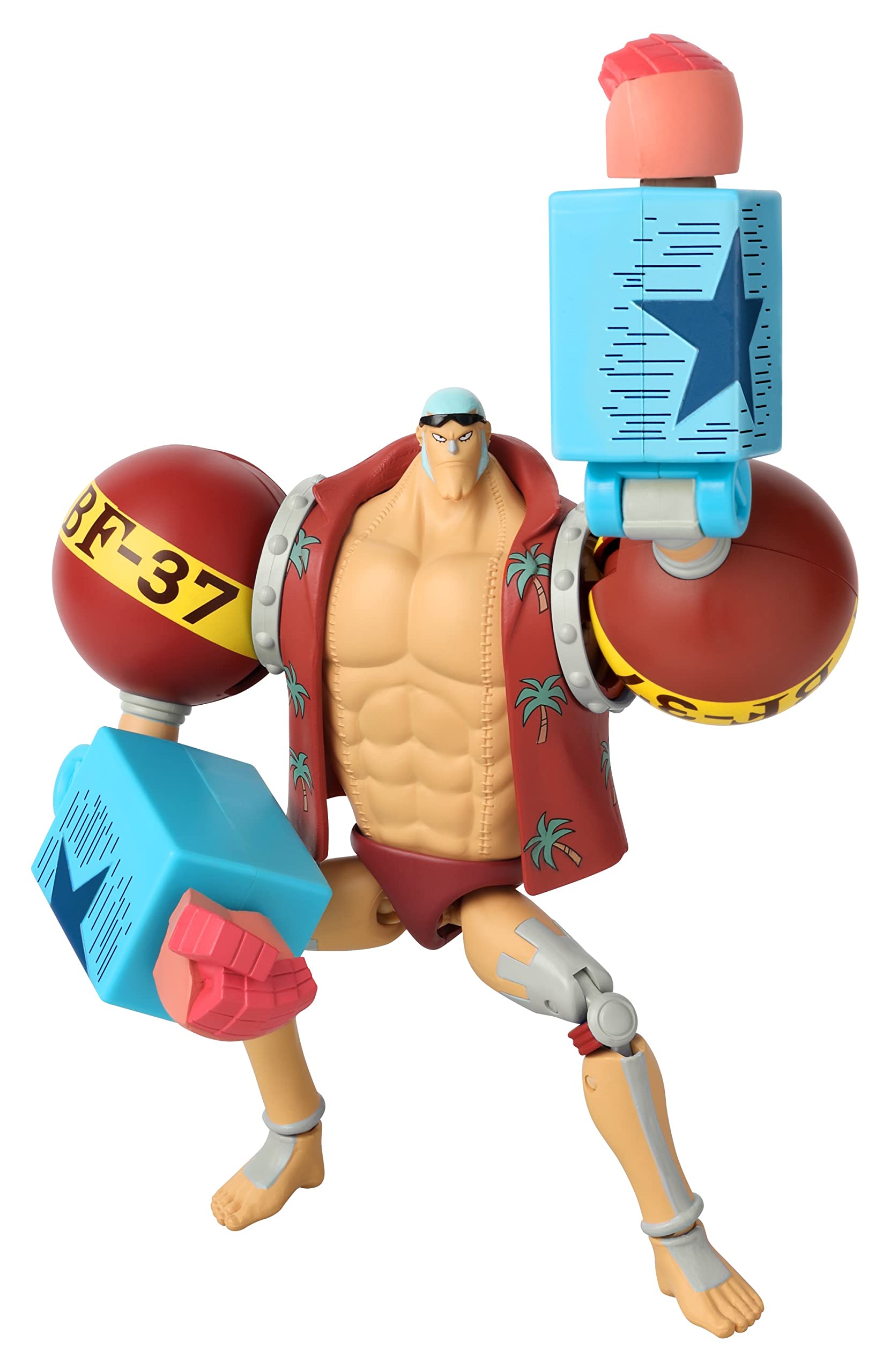 BANDAI One Piece Anime Heroes Franky Action Figure - 17cm Articulated Pirate Toy with Display Stand 9