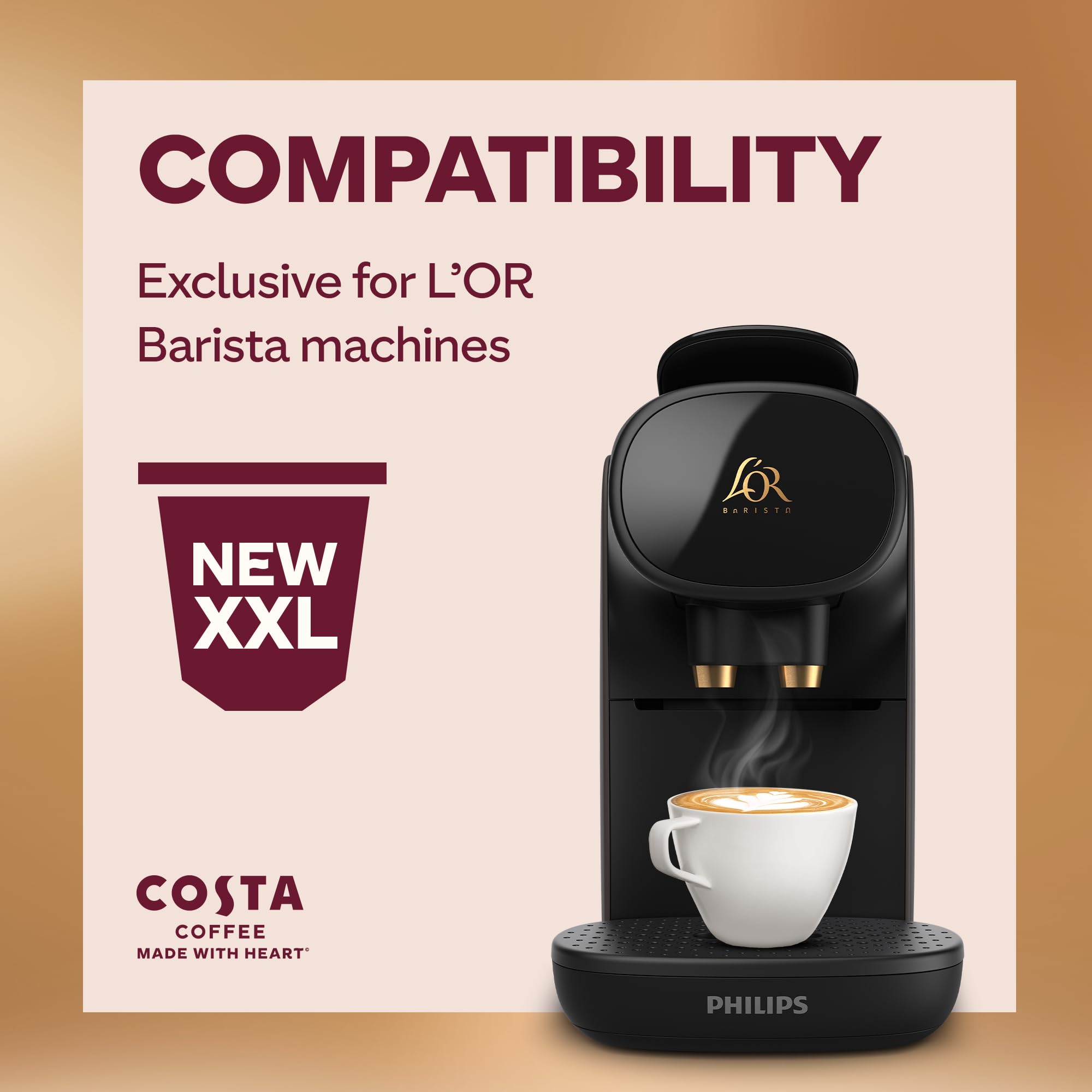 Costa Dark Intense Roast XXL Coffee Pods (Pack of 5, 50 Capsules) for L'OR BARISTA 12