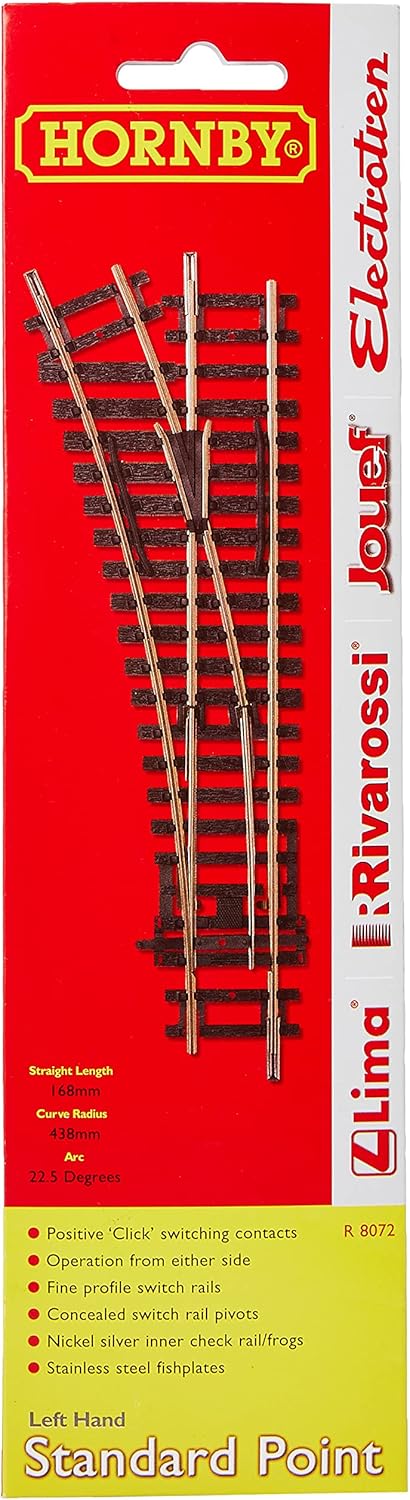 Hornby R8072 Left Hand Point Track 00 Gauge 438mm Radius 1