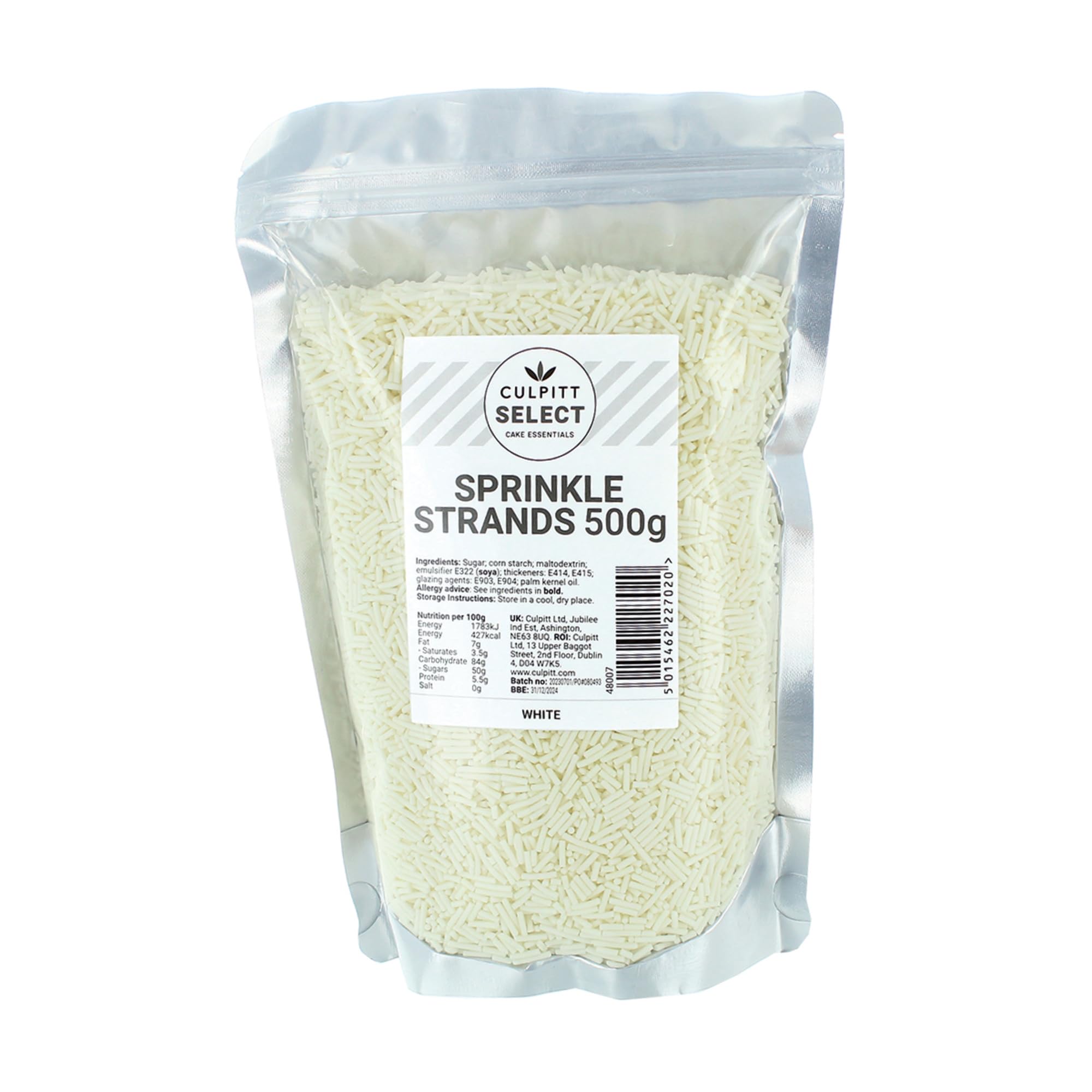 Culpitt Select - White Sugar Strands Cake Sprinkles for Baking & Dessert Decorations | 500g 8