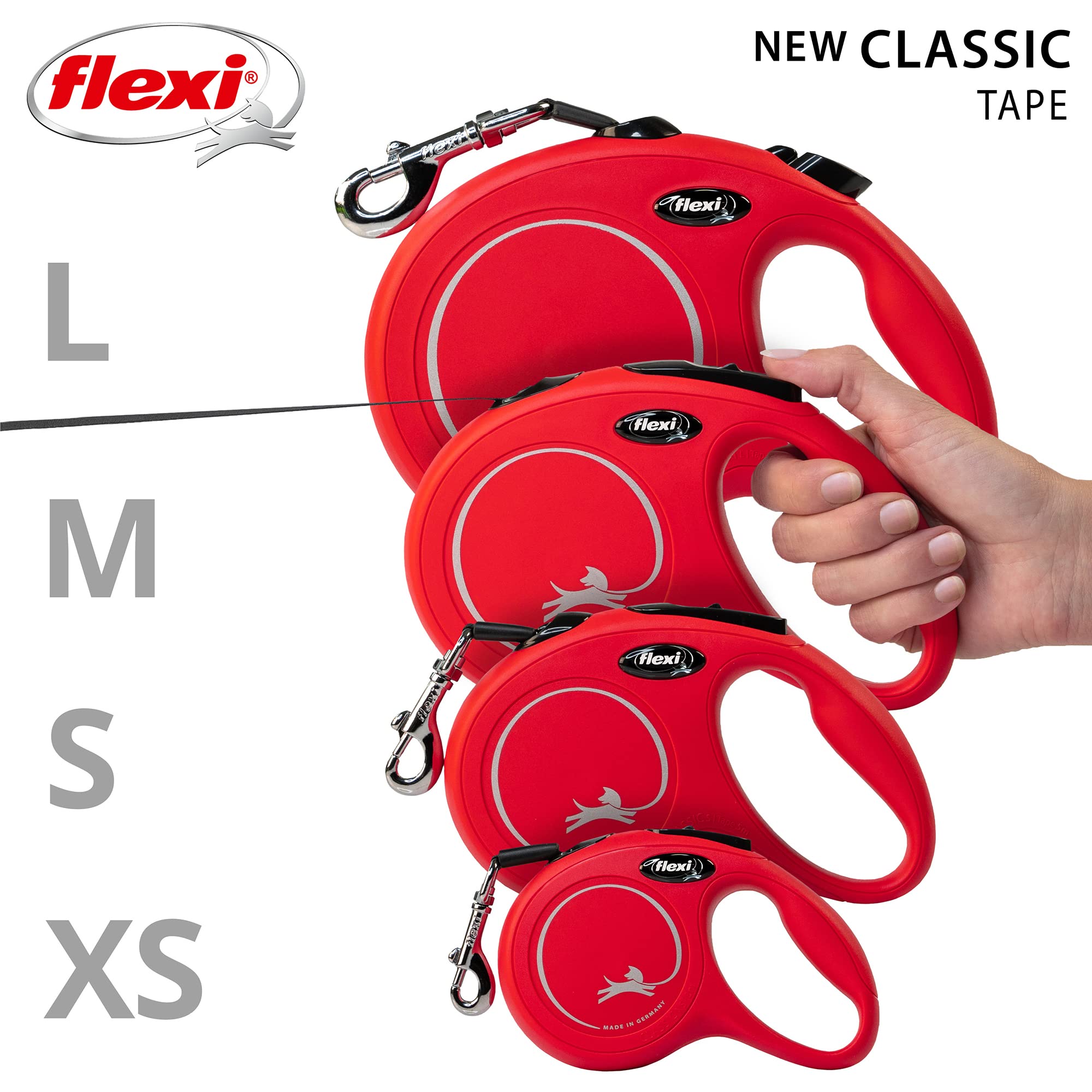 flexi New Classic L Retractable Lead - 5m Tape | Red | Up to 50kg 6