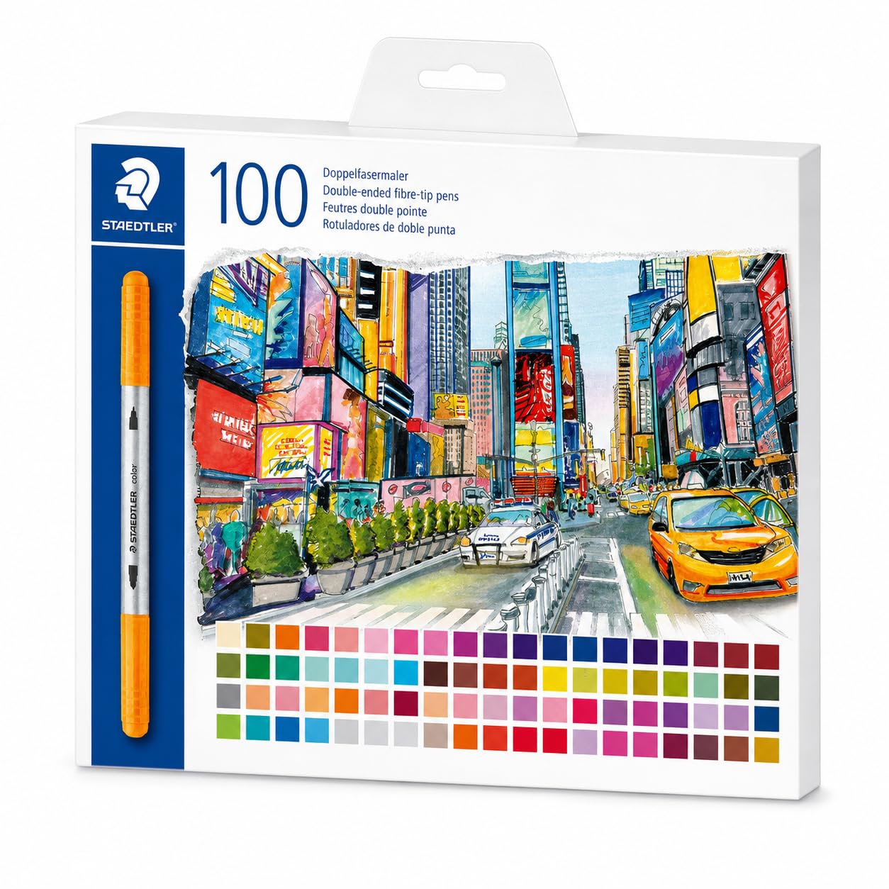 STAEDTLER 3200 Dual-Tip Felt Tip Colouring Pens & Fineliners - 100 Assorted Colours