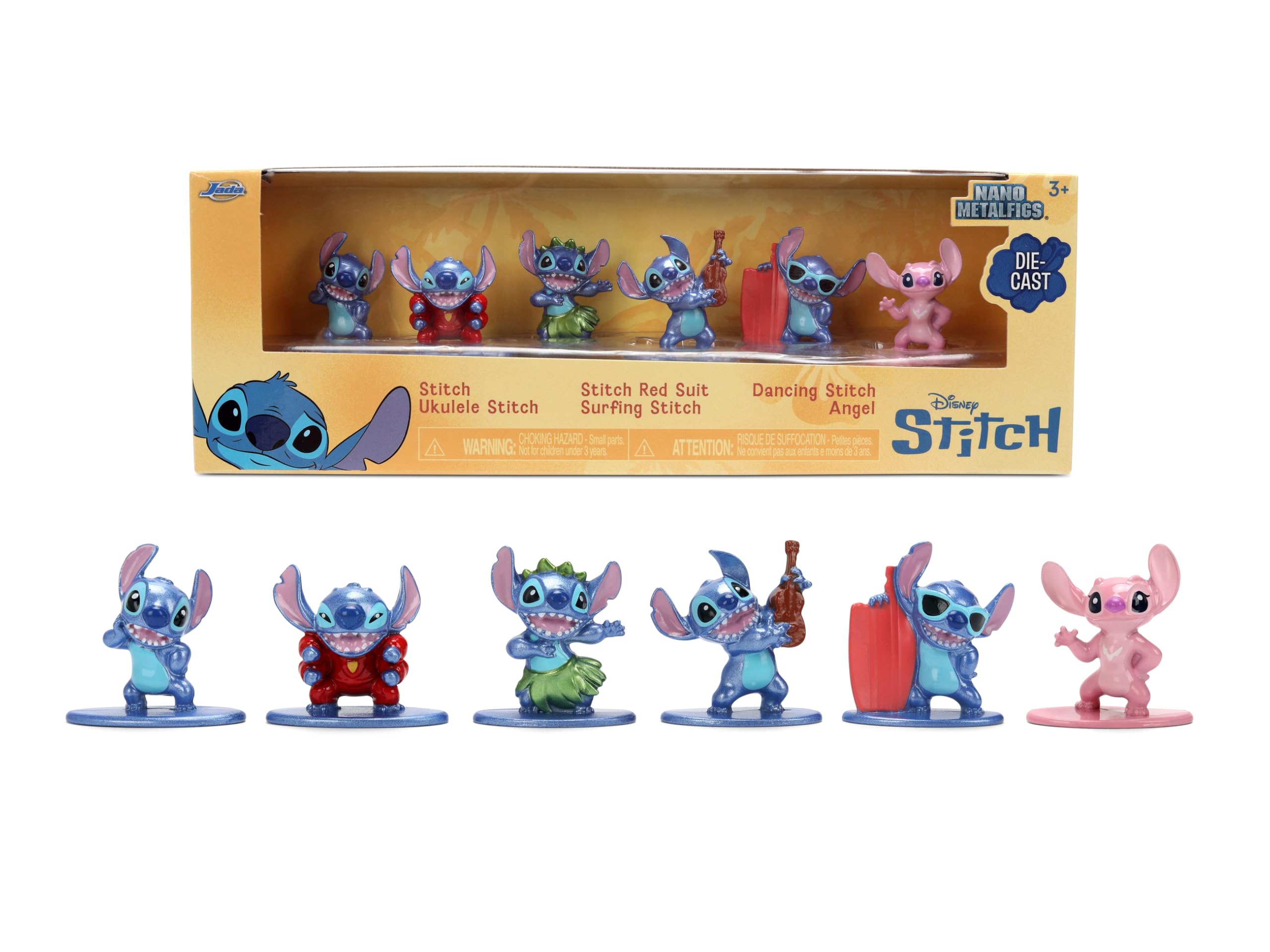 Jada Stitch Nano Metalfigs 6-Pack | 1.65-Inch Die-Cast Figures | Collectible Movie Statues