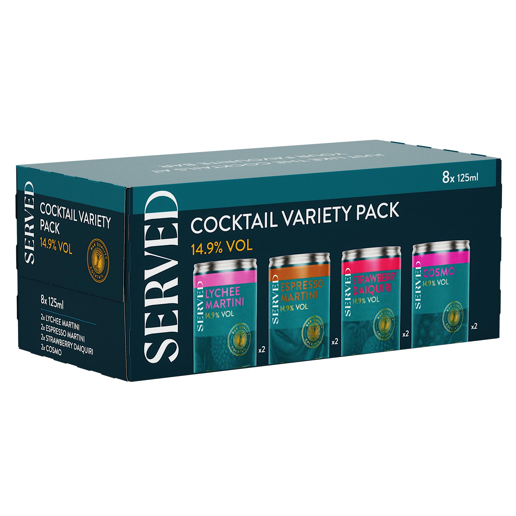 SERVED Cocktail Variety Pack - 14.9% ABV Bar Strength Ready to Drink | 8 Cans 1
