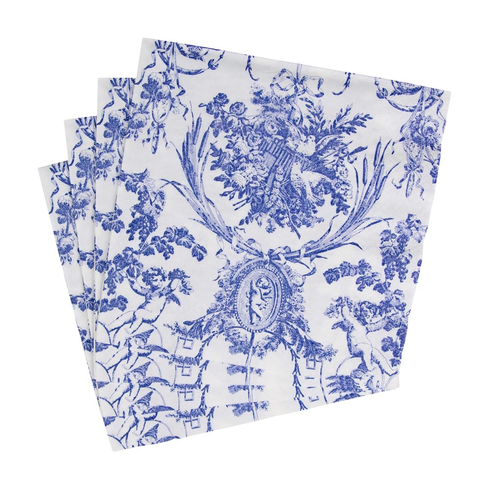 Caspari Romantic Toile Blue Luncheon Napkins - 20 Pack 5