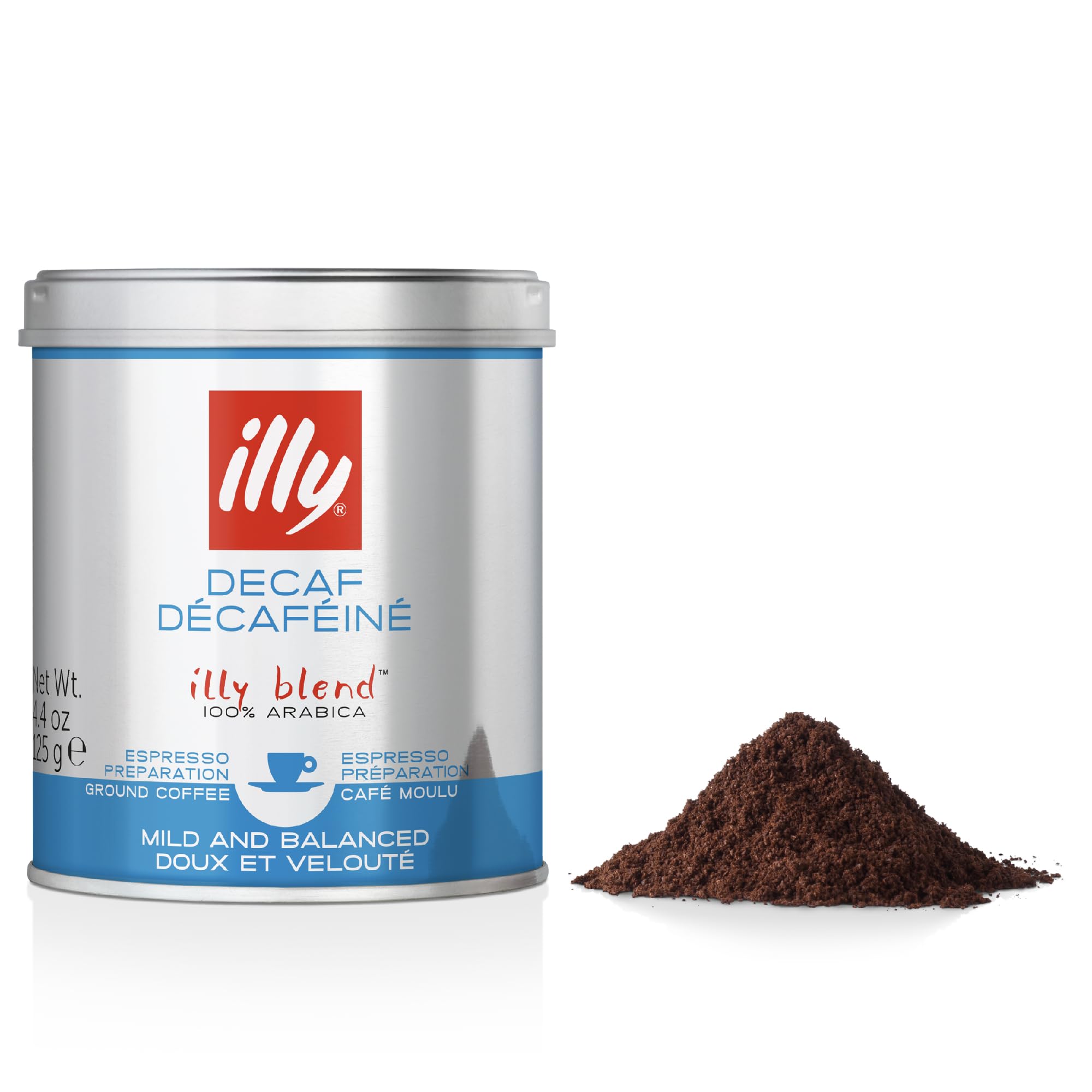 illy - Decaf Ground Coffee - Medium Roast - 100% Arabica - Perfect for Espresso Machines - 125g Tin 1