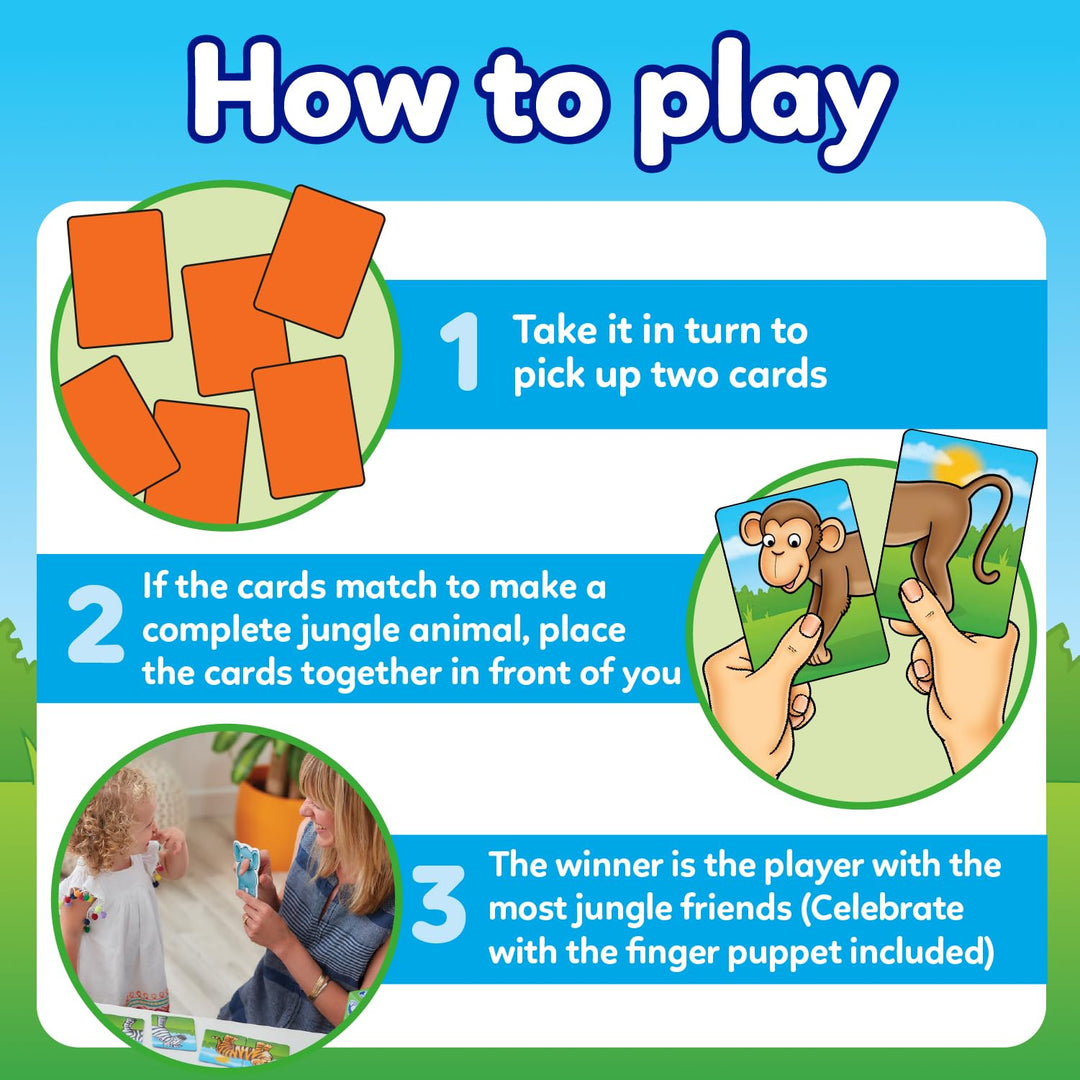 Orchard Toys Jungle Heads and Tails Card Game - 2-in-1 Matching & Memory Game for Toddlers