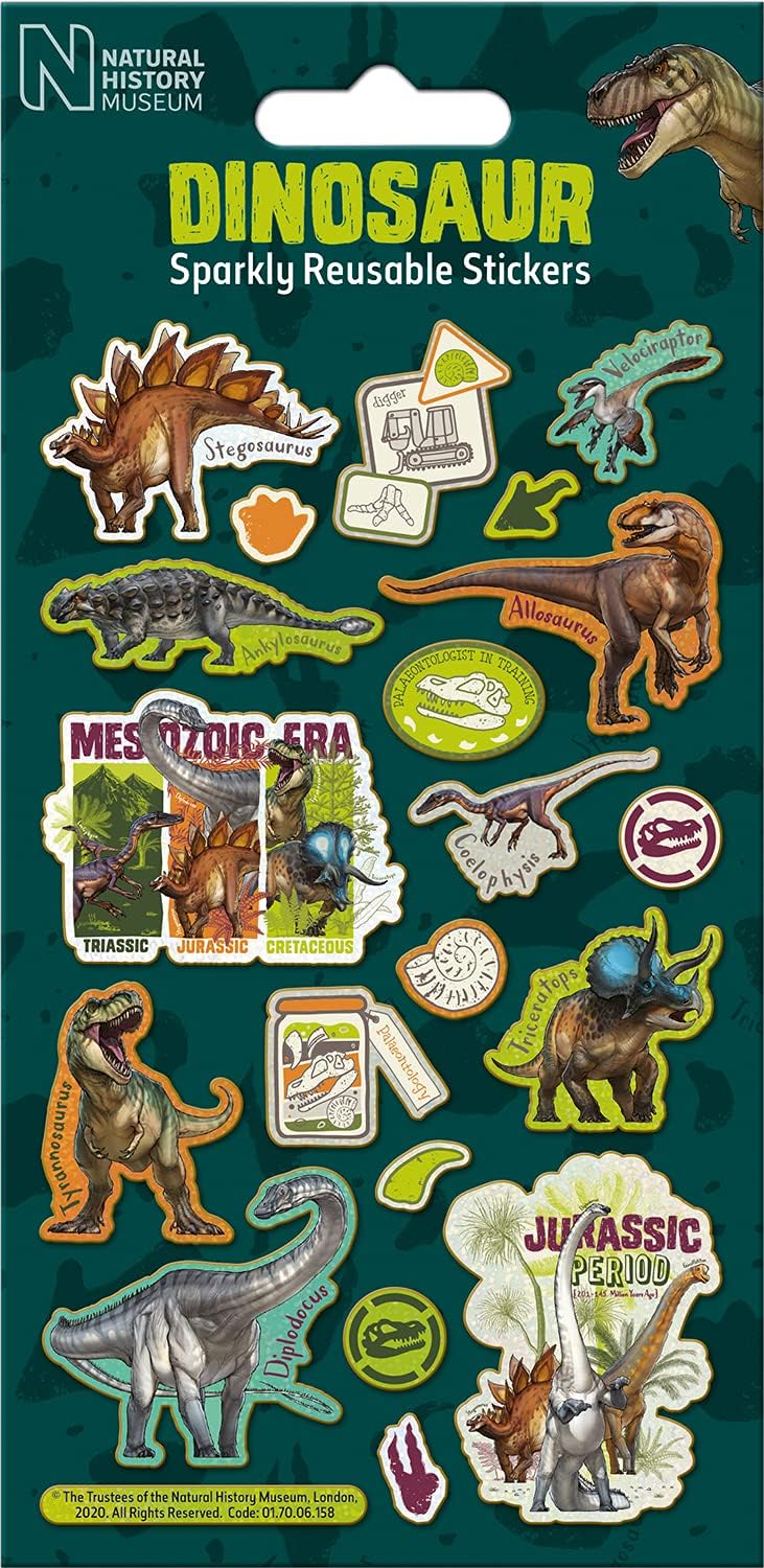 Paper Projects - Natural History Museum Dinosaurs Sparkly Reusable Stickers