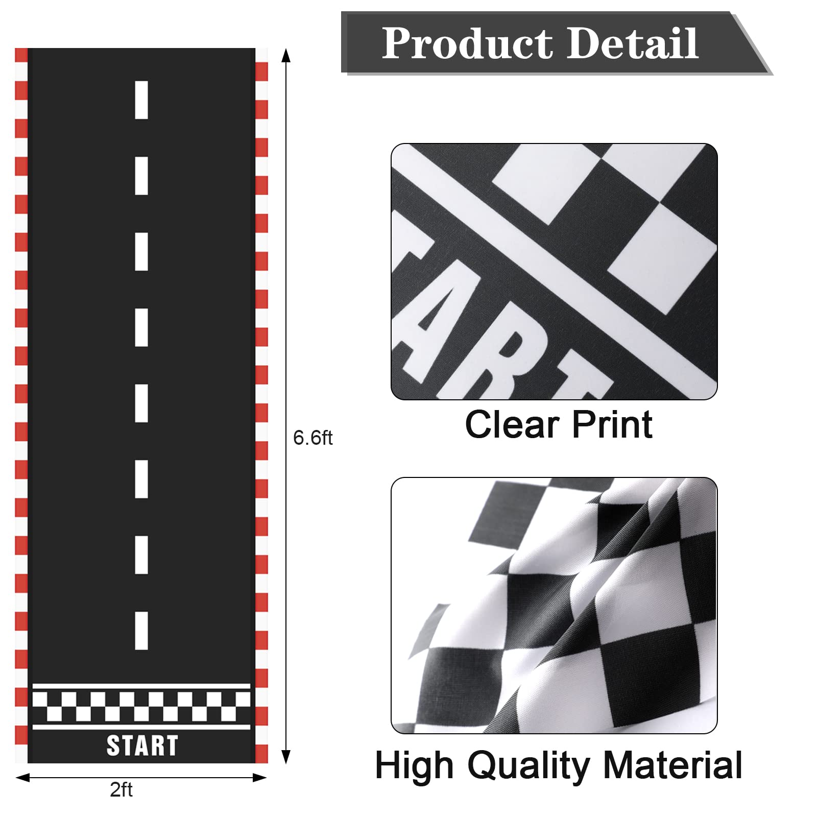 Tatuo Race Car Party Decorations Set - 12 Pieces | Racetrack Mat & Banners | Polyester 3