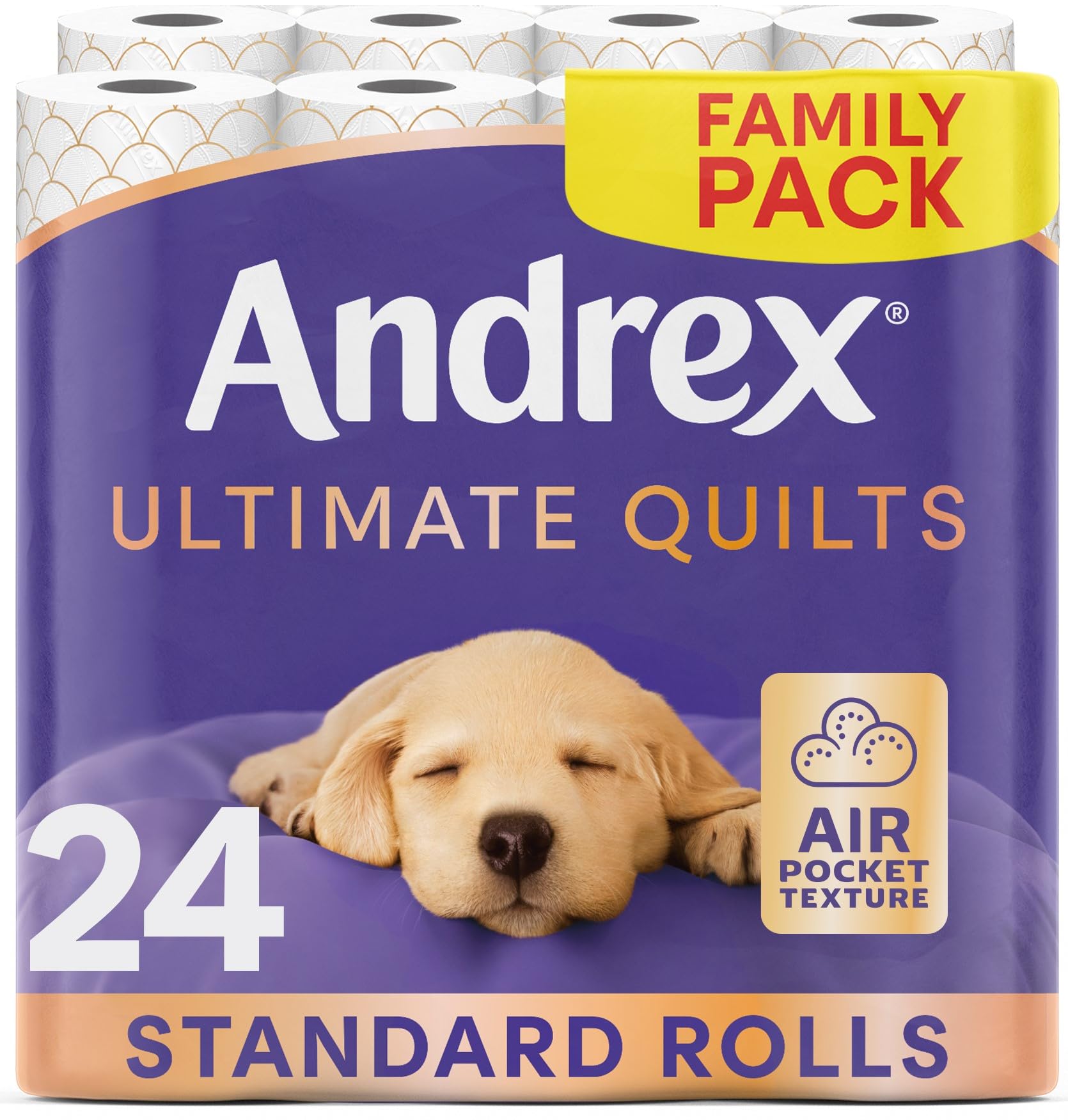 Andrex Ultimate Quilt Toilet Roll - 24 Rolls, 3-Ply, Thick & Super Soft Sheets