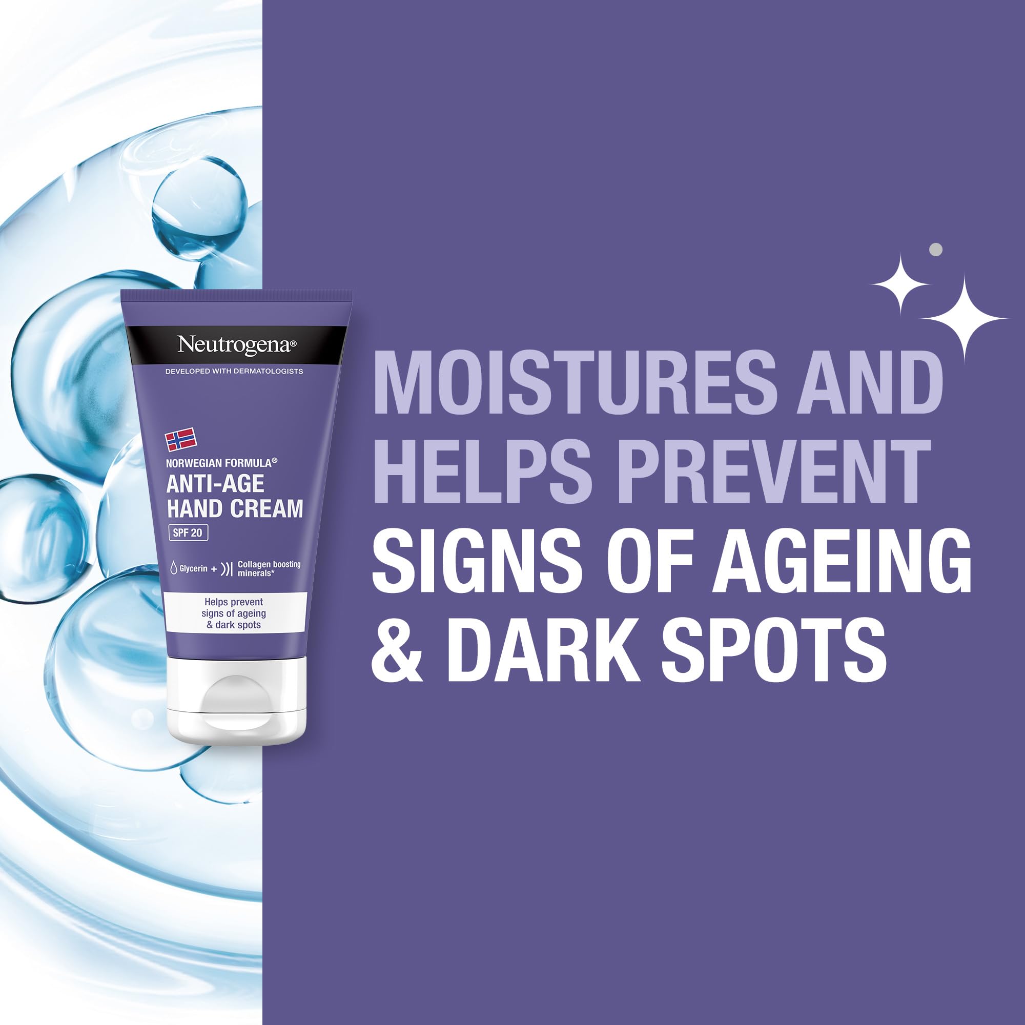 Neutrogena Norwegian Formula Visibly Renew Supple Touch Hand Cream SPF 20 - Hydrating, Collagen Boosting, Anti-Aging - 75ml