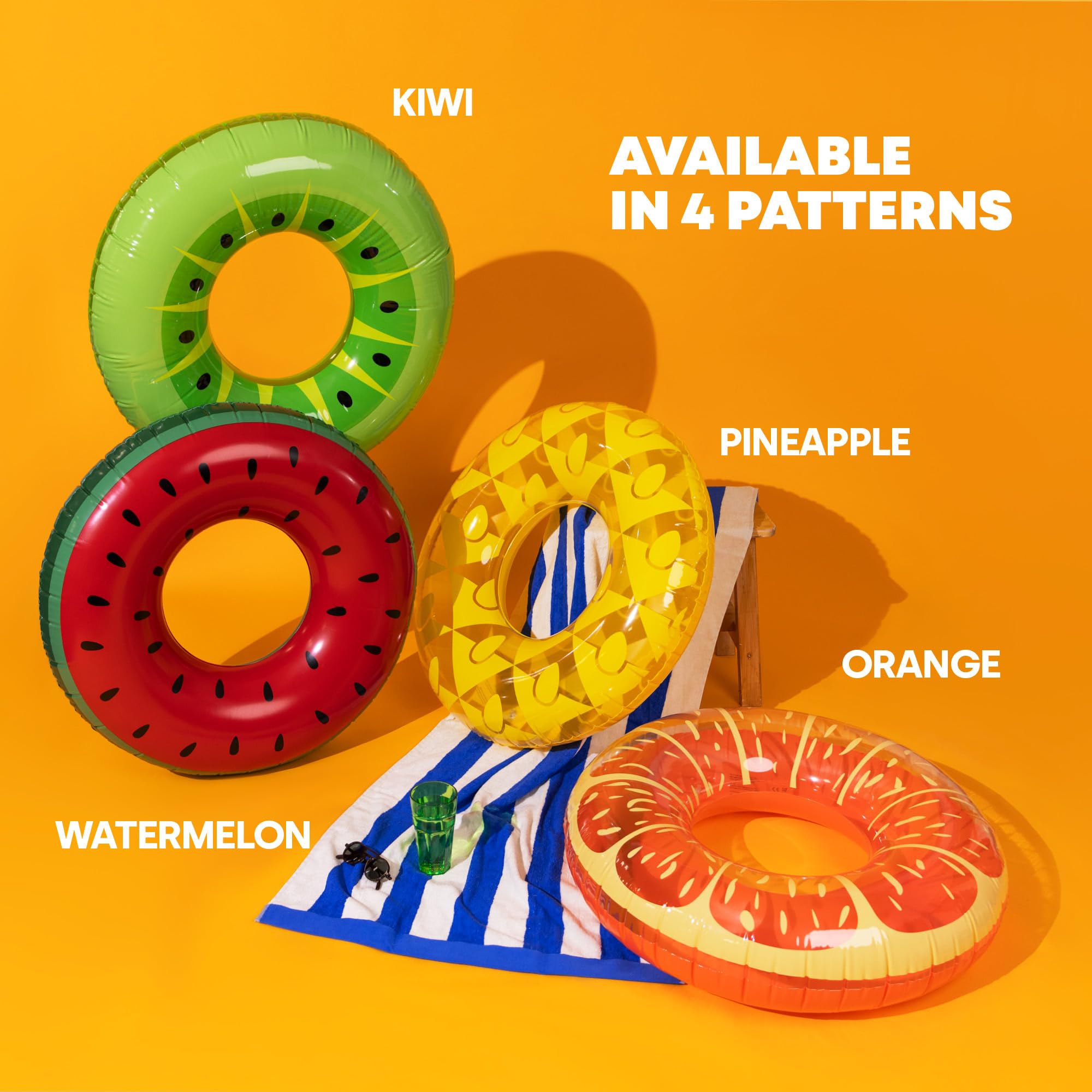 SPLASH! Inflatable Swimming Ring 90cm - Durable PVC Fruit Design | Supports 80kg 8