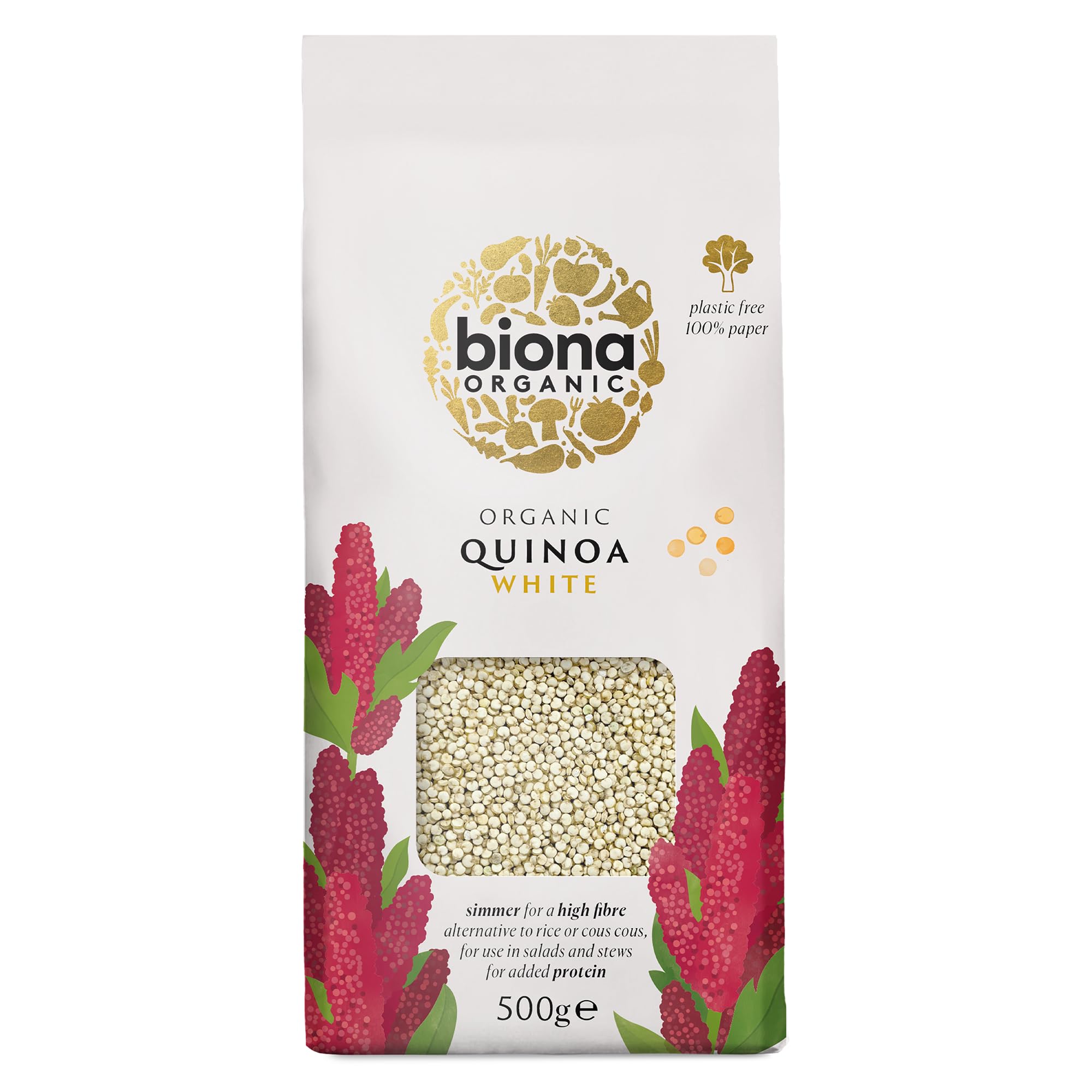 Biona Organic White Quinoa, 500g - Certified Organic, Vegan, GMO-Free, Recyclable Packaging 1