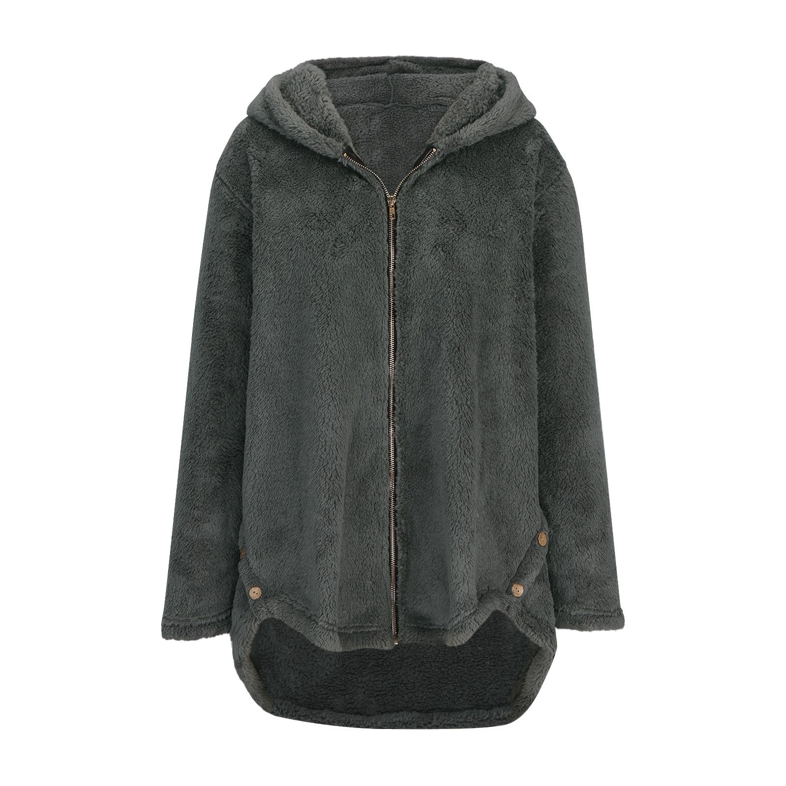 Cheyubny Plus Size Long Winter Coat - Gray | Size L | Model 4x 5