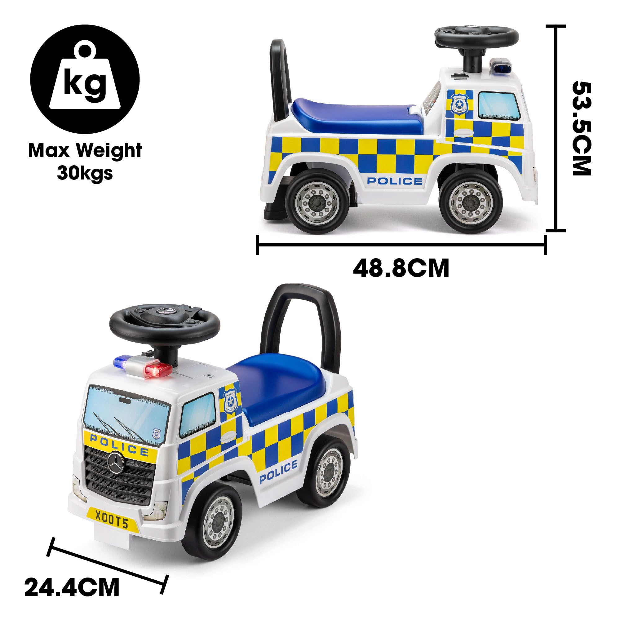 Xootz Mercedes Benz Police Foot to Floor Ride On for Toddlers 18 Months+ 8