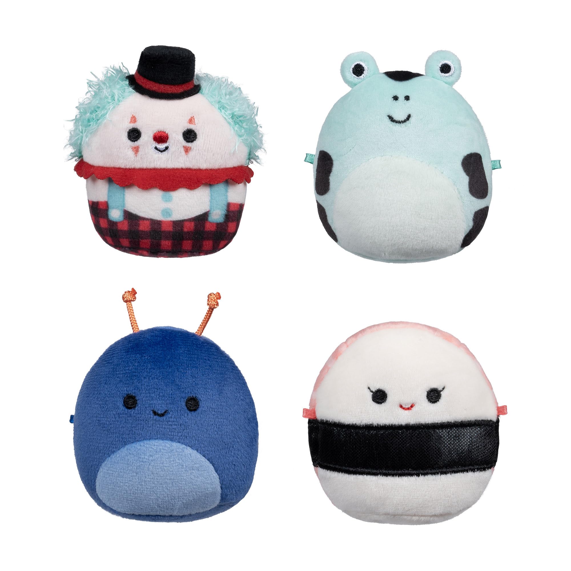 Squishmallows Micromallows 4-Pack Plush - Solenn Sushi, Dear Frog, Preeti Slug, Ukee Clown - 2.5" Micro Plush Collectibles