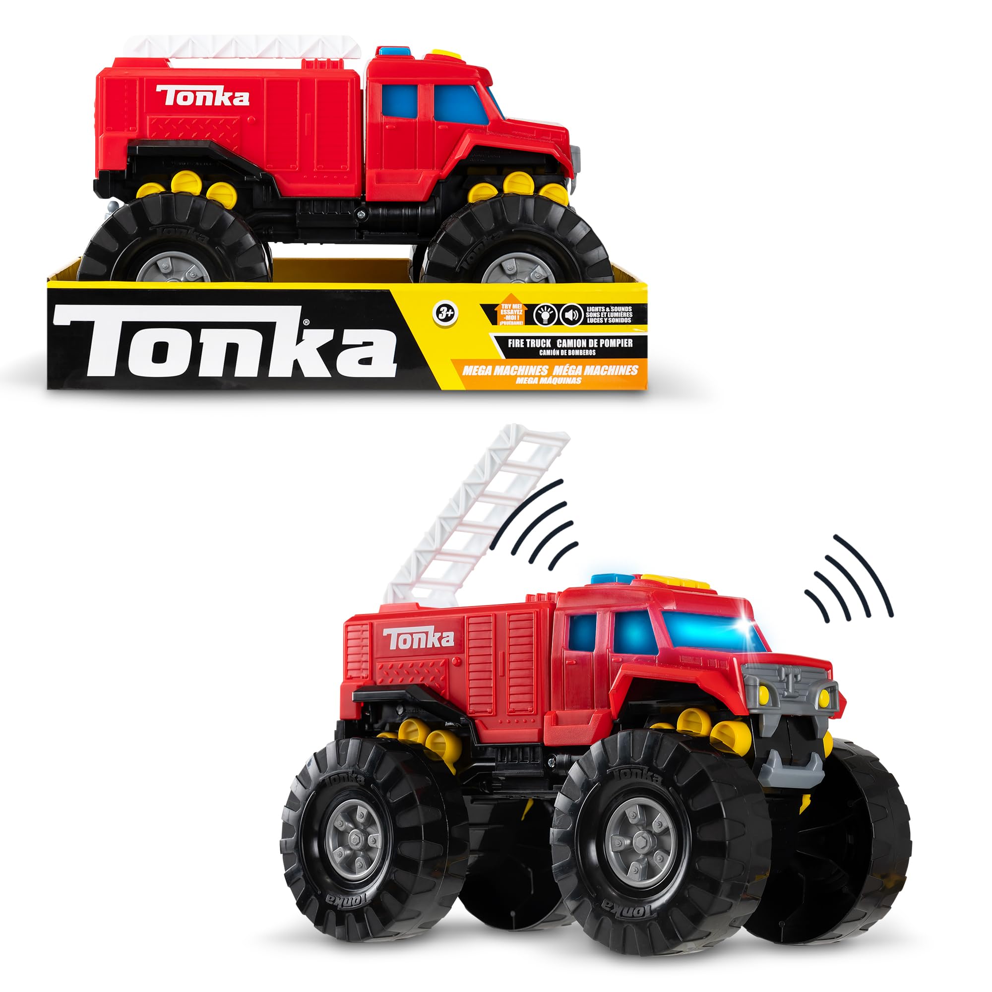 Tonka Mega Machines Fire Truck - Flashing Lights & Sounds | Ages 3+ | Stainless Steel