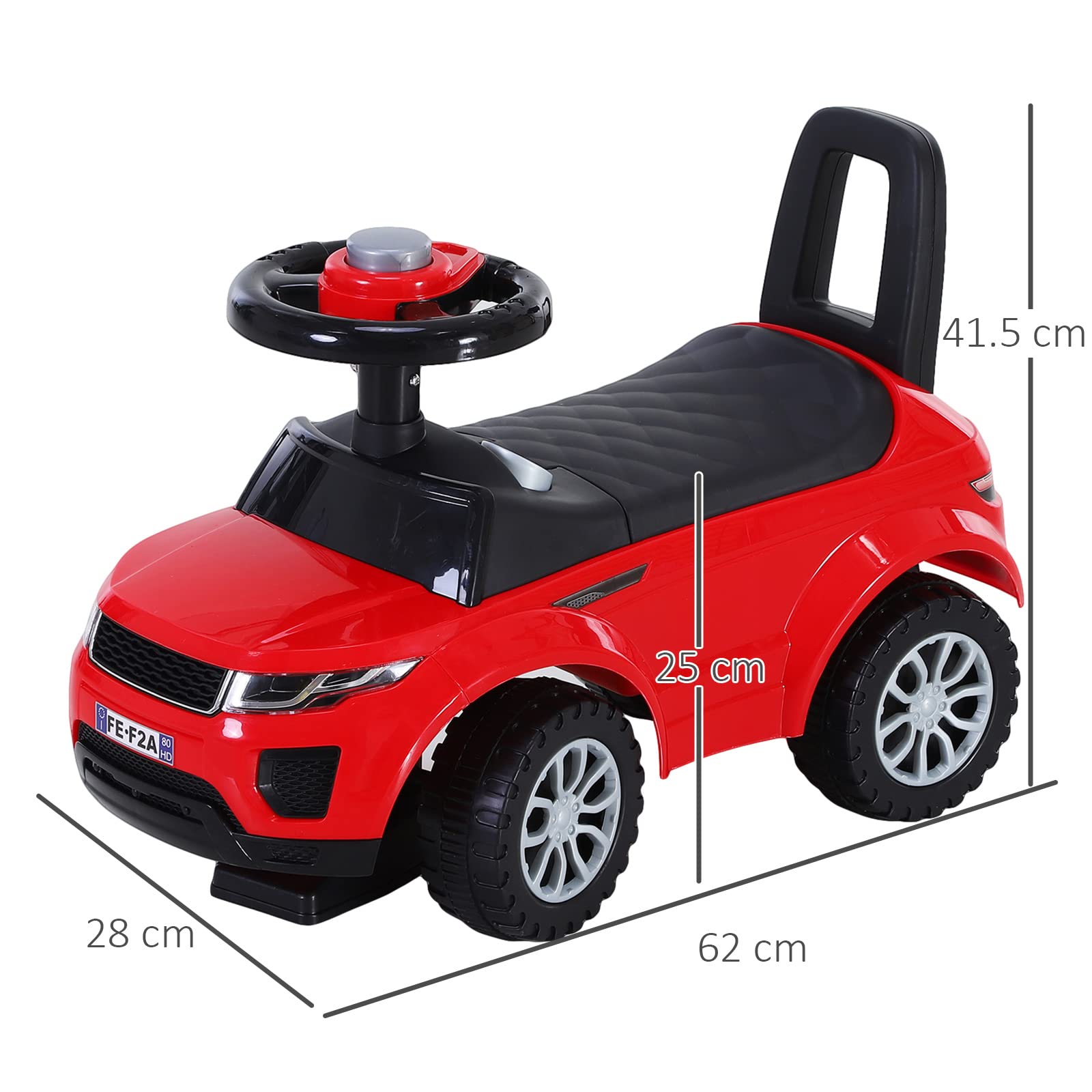 HOMCOM 3-in-1 Ride On Car Foot To Floor Slider Toddler Red | Ages 12-36 Months | Max 25kg 7