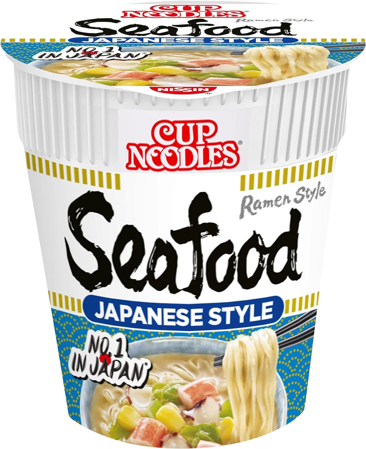 NISSIN Cup Noodles Kaisen Seafood Flavoured Instant Noodles, 75 g Pot (Pack of 8)