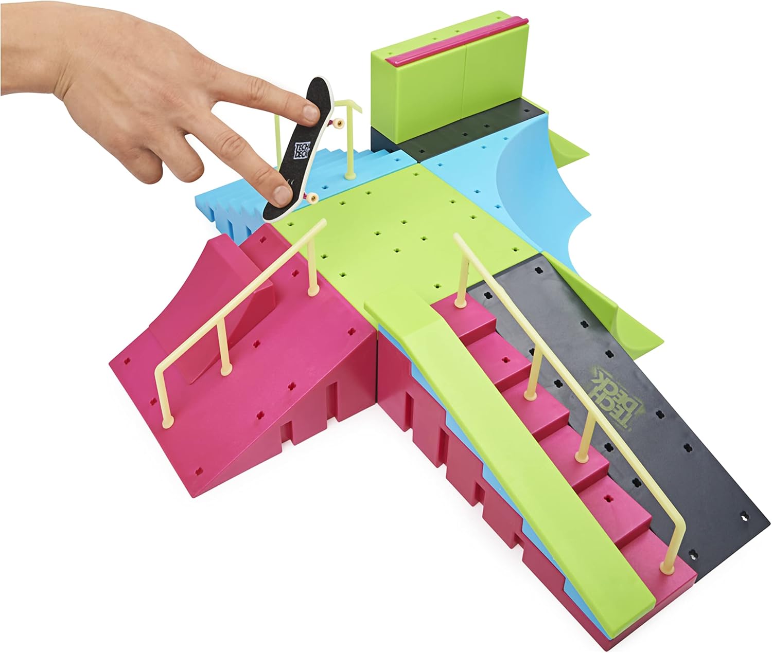 Tech Deck Neon Mega Park X-Connect Creator - Glow-in-the-Dark Customizable Skatepark Playset for Ages 6+ 5