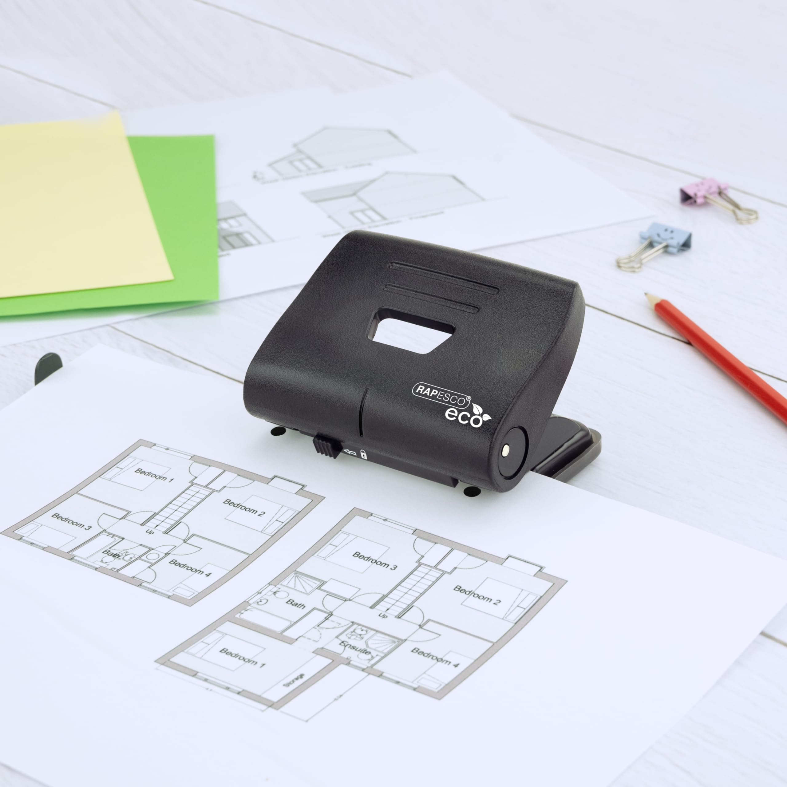 RAPESCO 1757 Business Pack ECO 2-Hole Punch - 22 Sheet Capacity | Black | Pack of 3 3