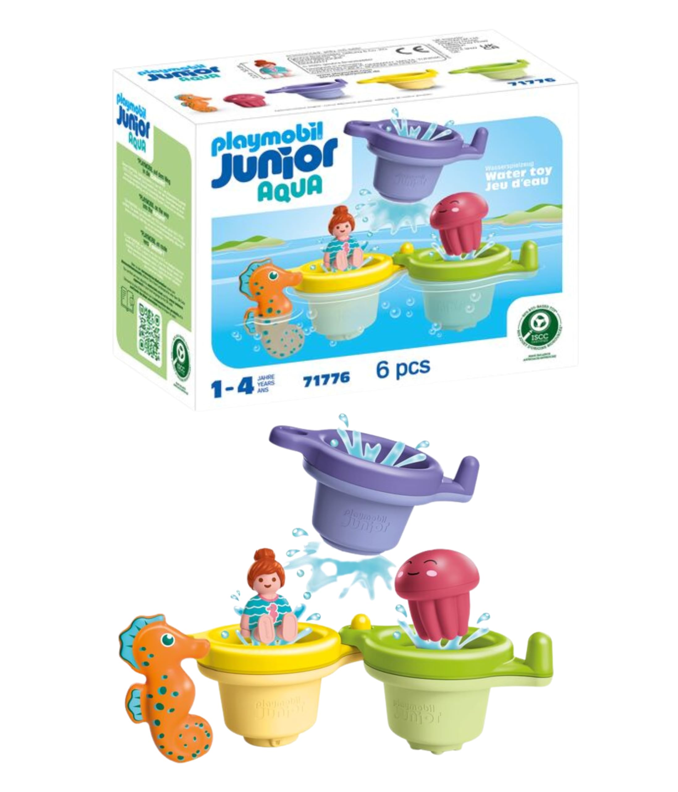 Playmobil JUNIOR AQUA Swimming Cup Set - Water Toy for Toddlers 1+ | BPA-Free, Bio-Based Plastic