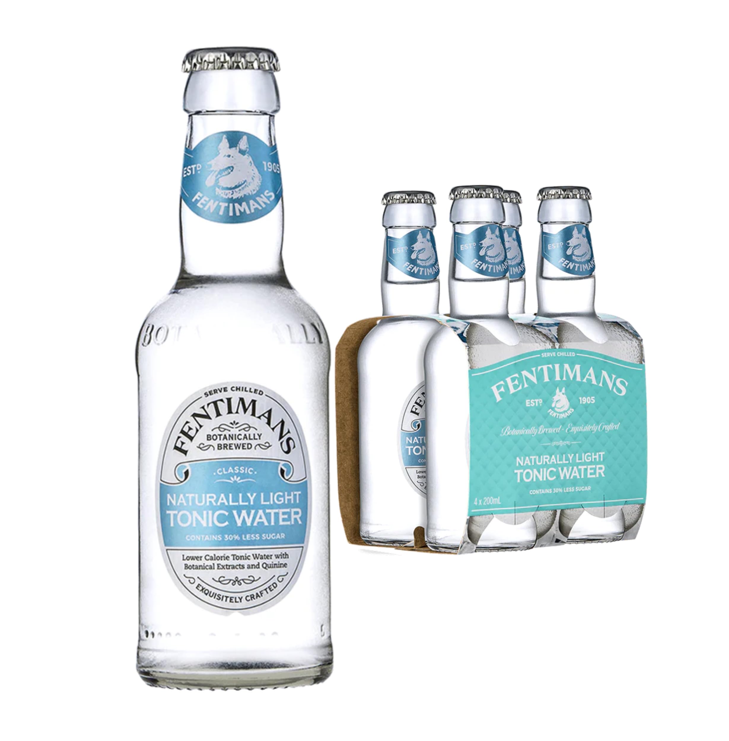 Fentimans Naturally Light Tonic Water - Botanically Brewed with Lemongrass & Citrus - 4 x 200ml 7