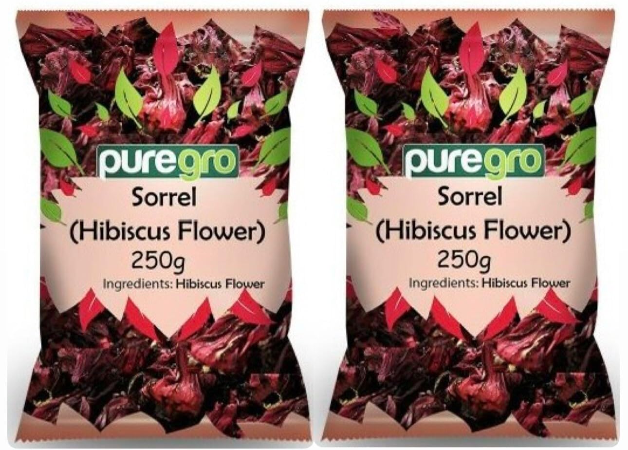 Puregro - Dry Sorrel Hibiscus Flower (250g x 2) | Flor de Jamaica | Tea & Culinary Herb